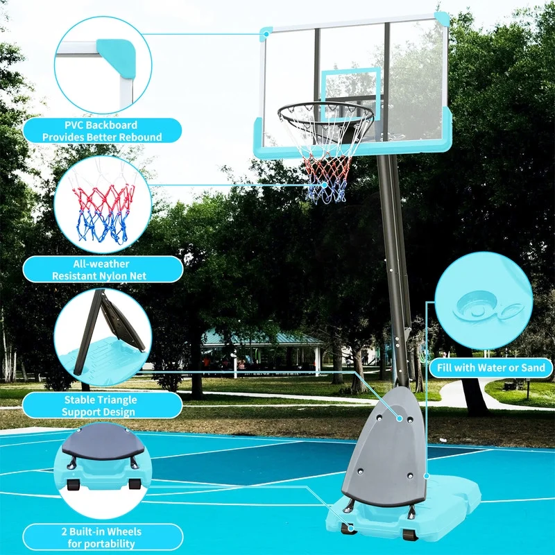 Ekuzi Adjustable 7.5 to 10ft Portable Basketball Hoop System - 44