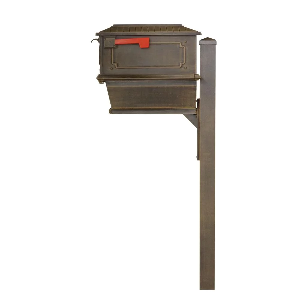 Special Lite Products SCK2017-SPK720-CP Kingtson Curbside Mailbox with Newspaper Tube & Springfield Mailbox Post