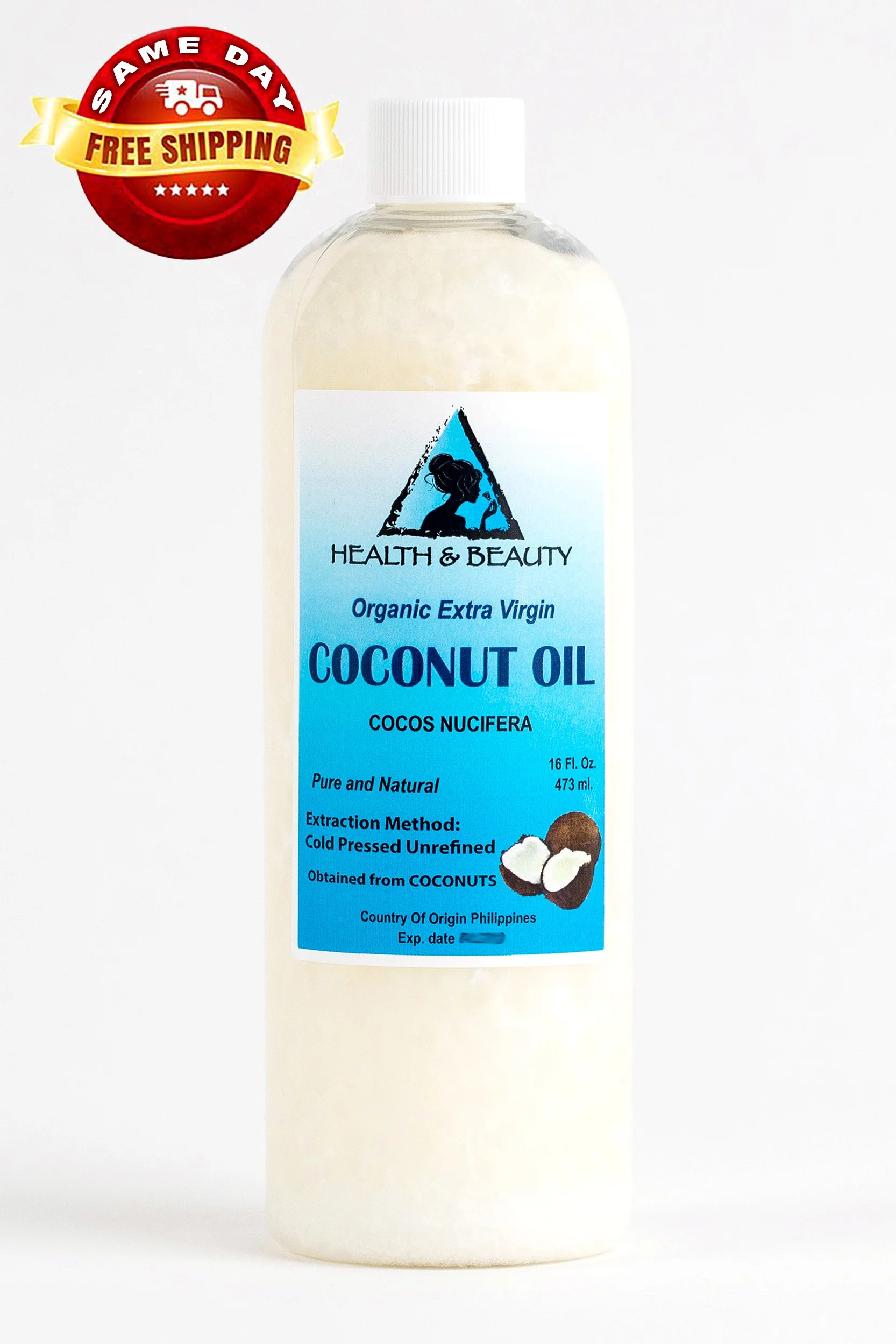 COCONUT OIL EXTRA VIRGIN UNREFINED ORGANIC CARRIER COLD PRESSED RAW PURE 16 OZ