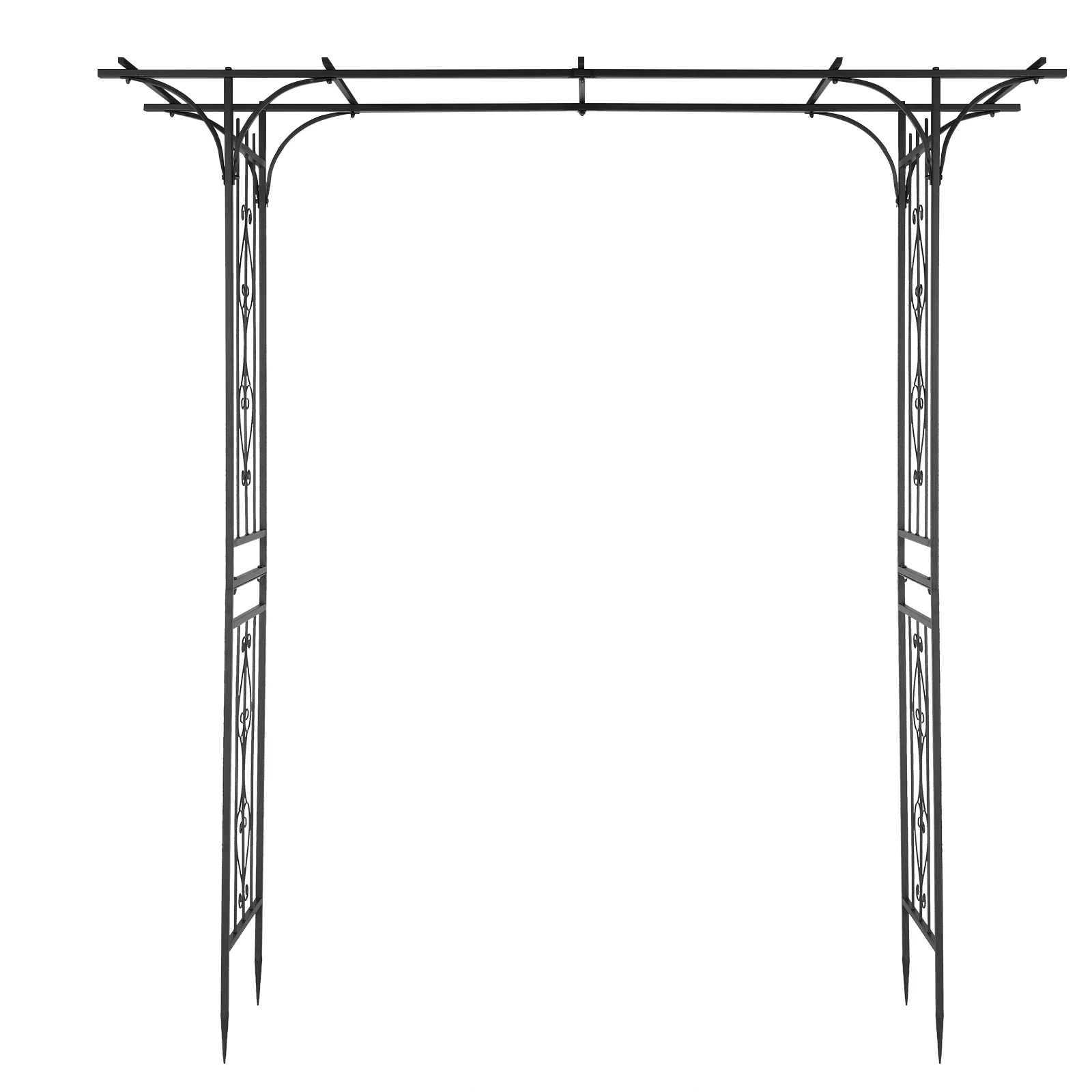 RUXAN 206*41*216cm Iron 16mm Tube Flat Top Courtyard Iron Arch Black