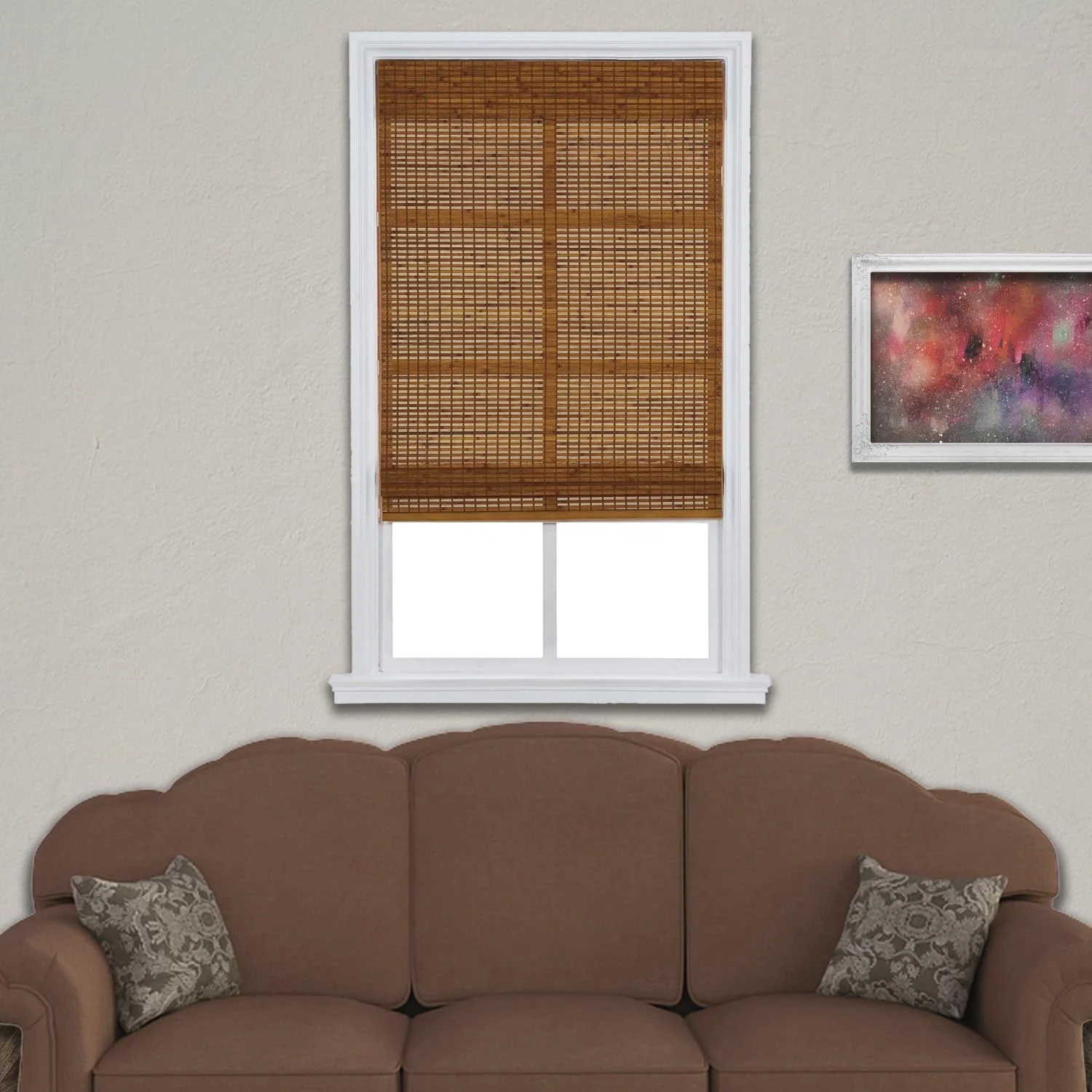 Cordless Bamboo Roman Shades (Oak 35 in. W x 64 in. L)