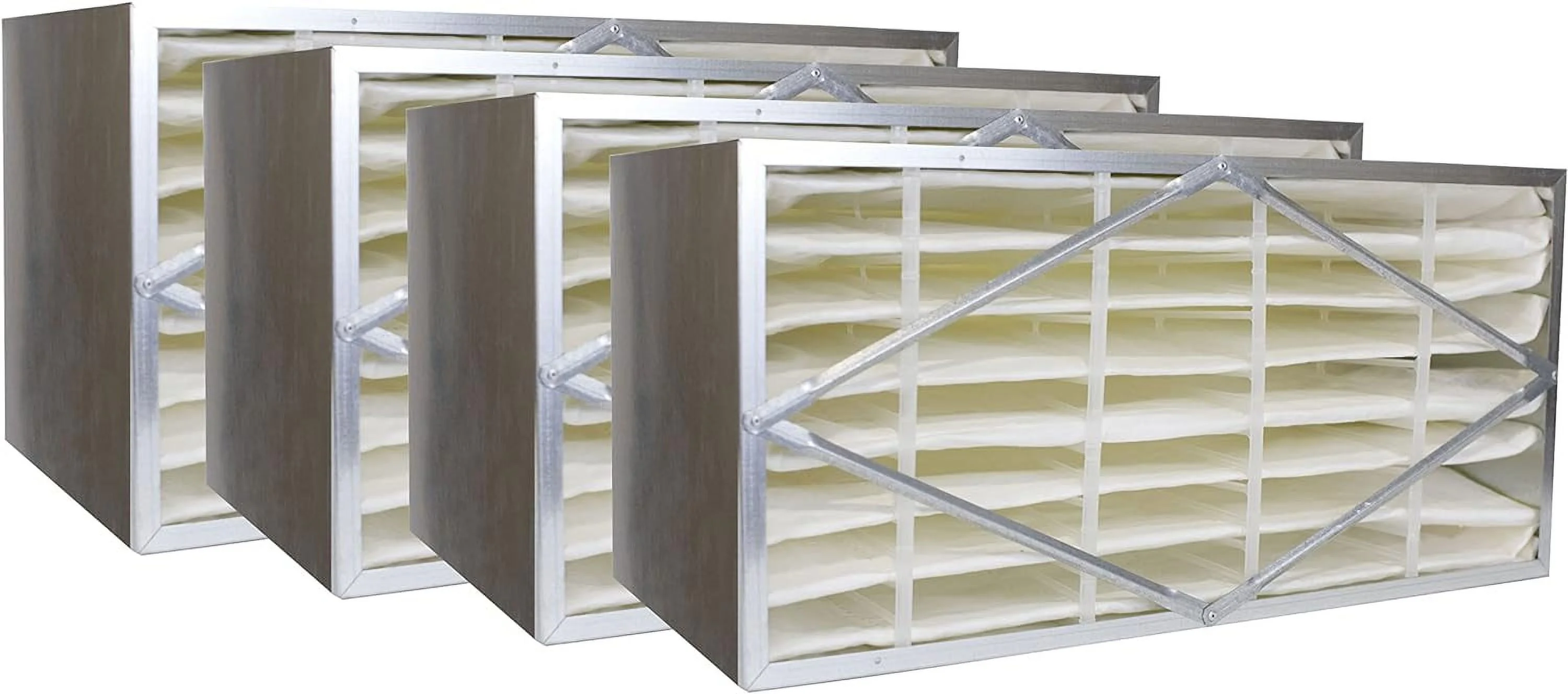 Filterbuy 12x24x12 Air Filter MERV 14, No Header Rigid Cell Box Filters HVAC Replacement (4-Pack)