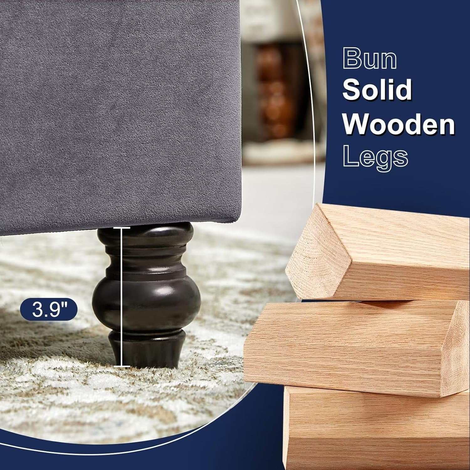 Jocisland Queen Bed Frame Sleigh Headboard Velvet Tufted Gray