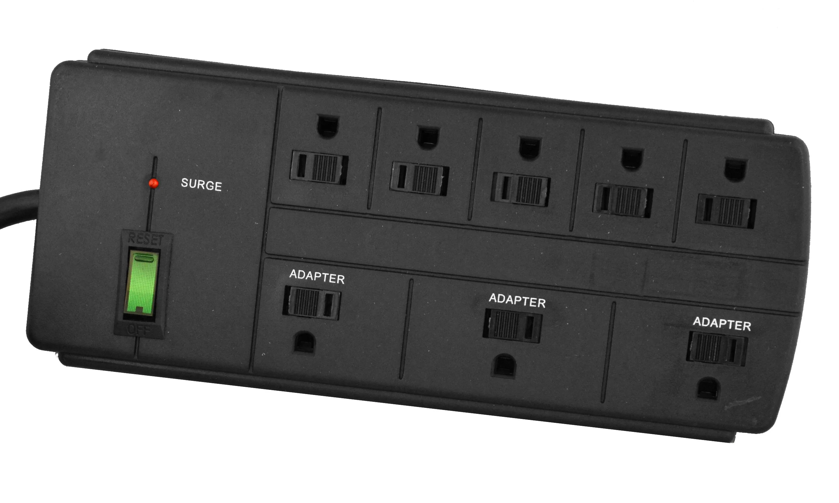 GoGreen Power 8 Outlet Surge Protector - 750 Joules Surge Protection - Black