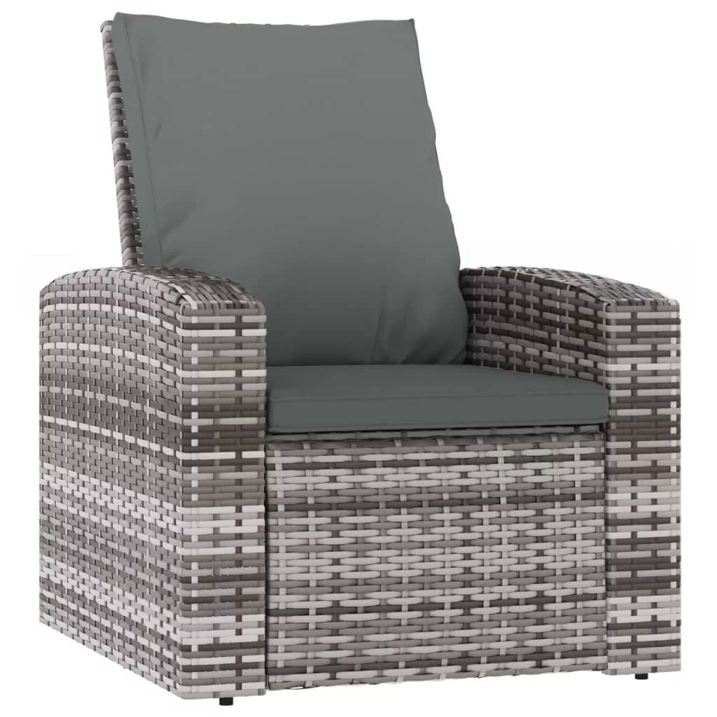 Anself Patio Reclining Chair with Cushions Gray Poly Rattan