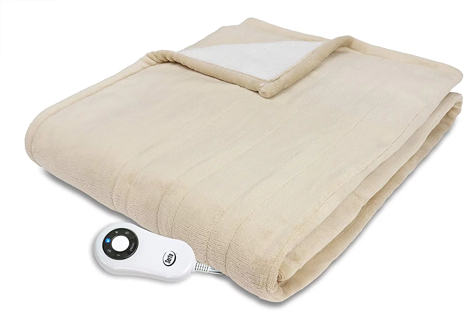 Serta Microplush Sherpa Electric Heated Warming Throw Blanket Sand