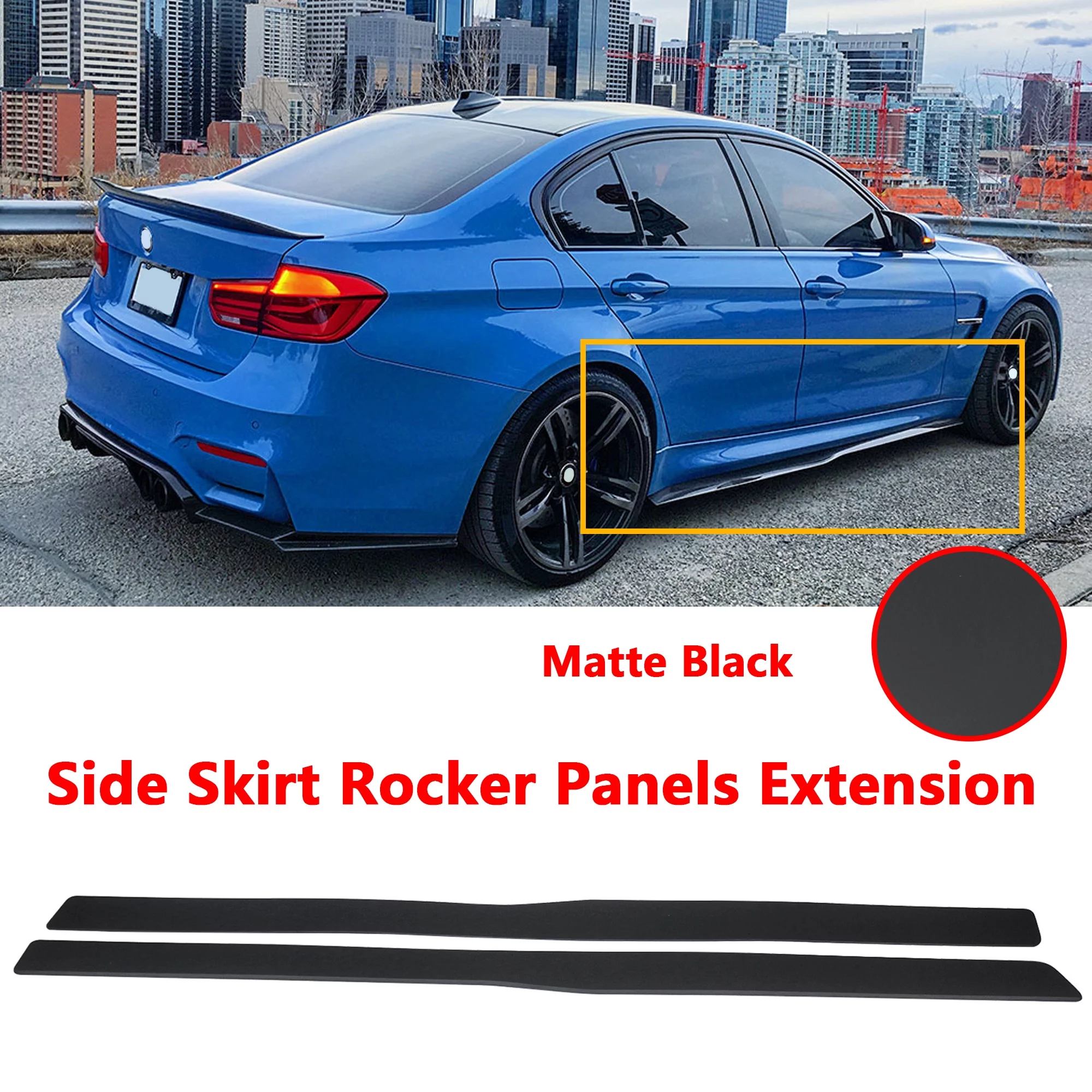 NINTE Side Skirt for BMW M3 F80 M4 F82 2013-2018 Rocker Extension Panels Matte Black