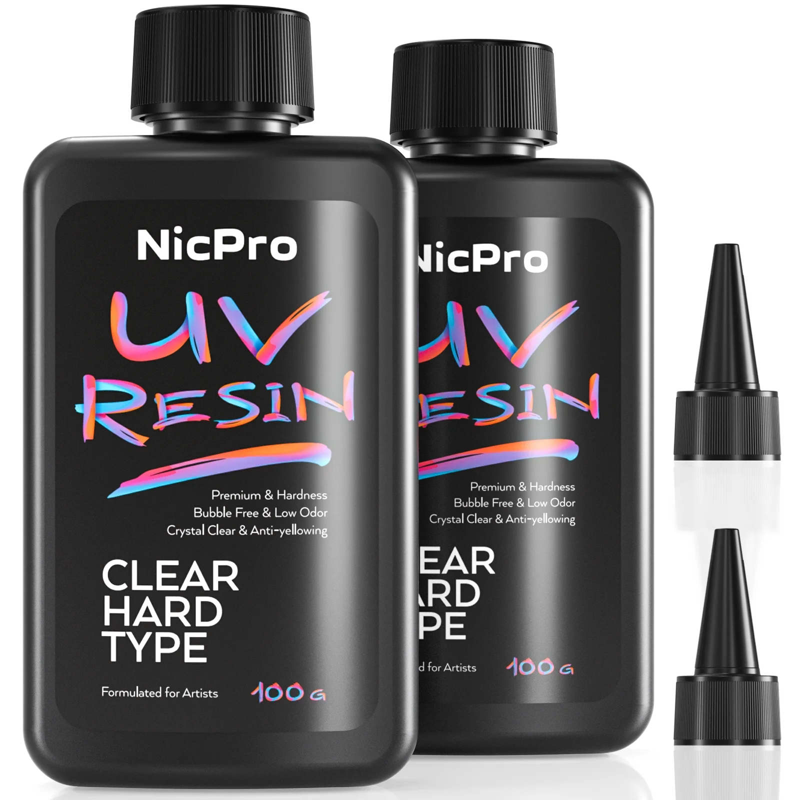 Nicpro 200g UV Resin, 2 PCS Crystal Clear UV Glue Hard, High Viscosity & Quick Curing UV Epoxy Resin Kit for Jewelry Making, Craft, Doming, Coating and Casting