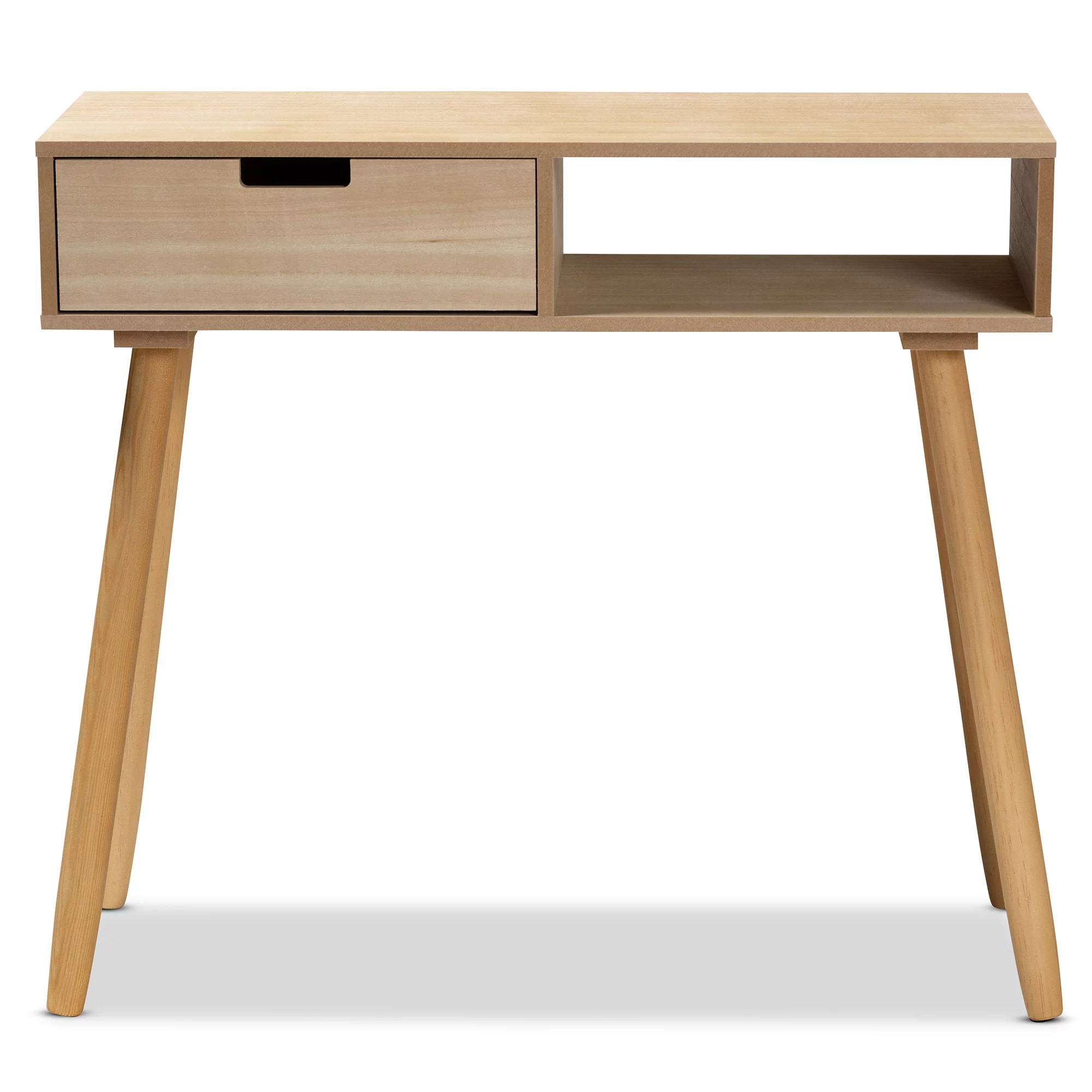 Baxton Studio Elwyn Mid-Century Wood 1 Drawer Console Table, Natural