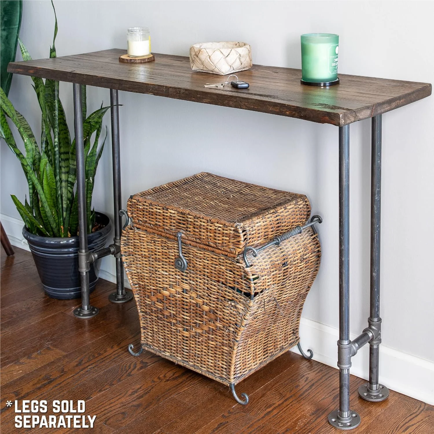 Restore Wood Console Table Top And Bench In. X 16 In. X 1.25 In. Reclaimed Ponderosa Pine Wood In Boulder Black
