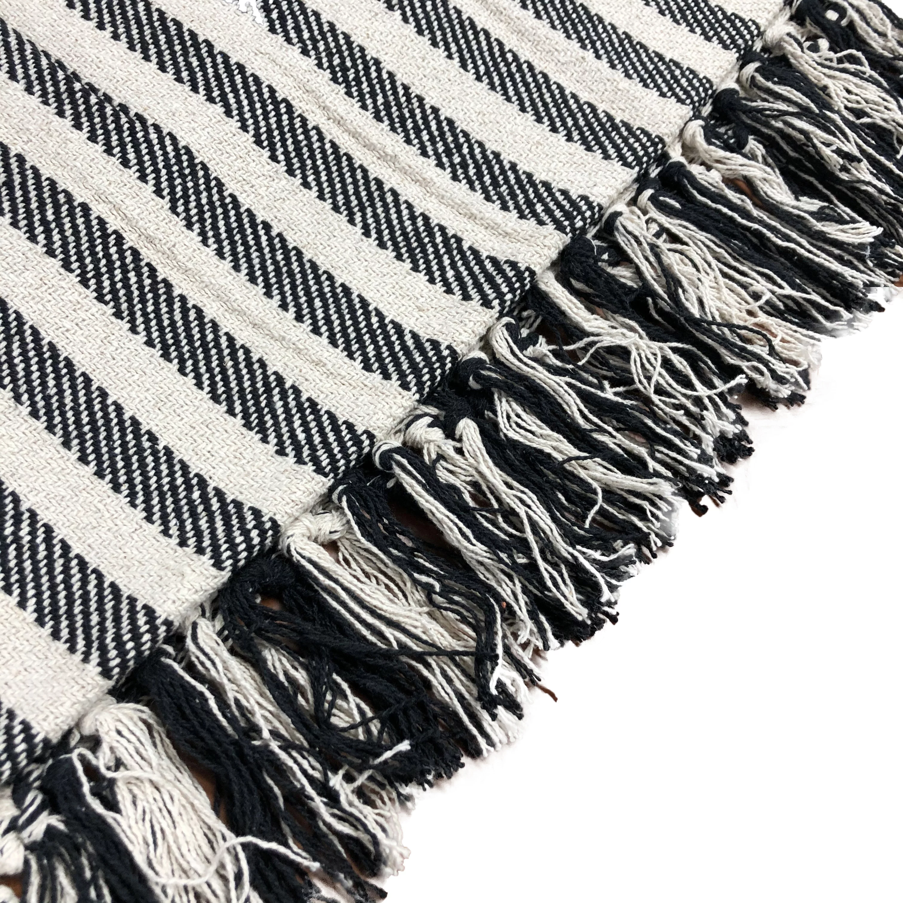 Mazari Cotton Throw Stripe Black/Ivory