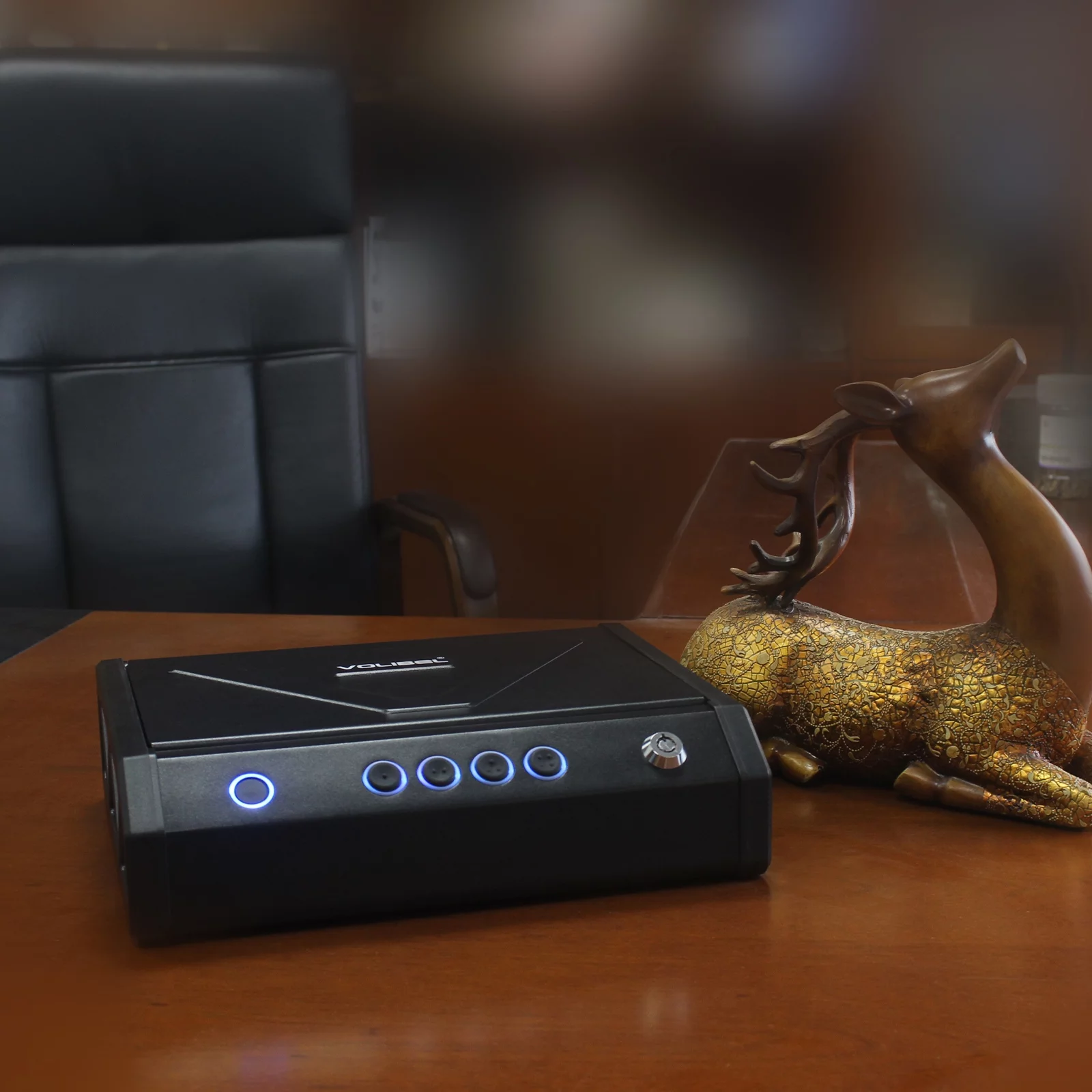 Gun Safe Box Pistol Bluetooth Smart Handgun Security Safe Lock Box,Quick Access Handgun Safe 4-in-1 with Fingerprint, Code, APP and Key (No Battery include)