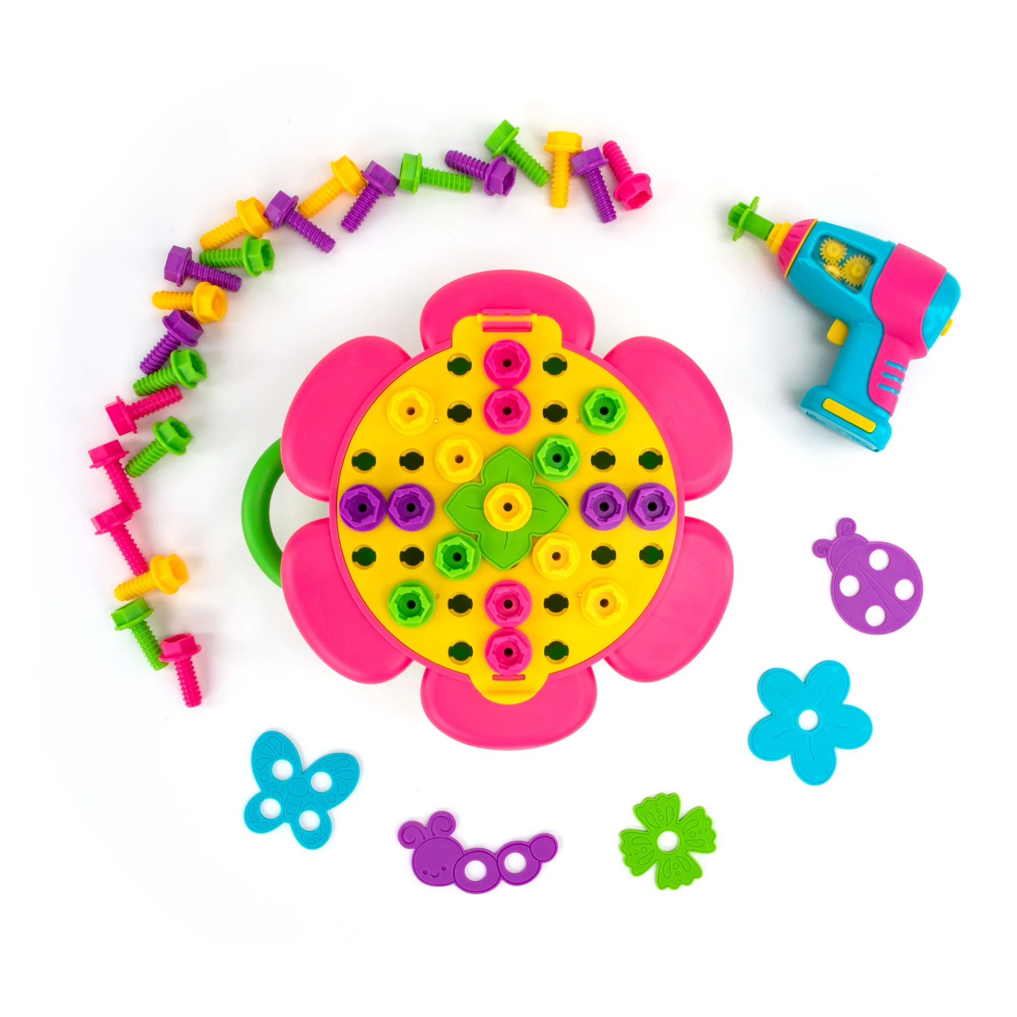 Educational Insights Design & Drill Flower Power Studio, Drill Toy, 50 Piece Set, Ages 3+