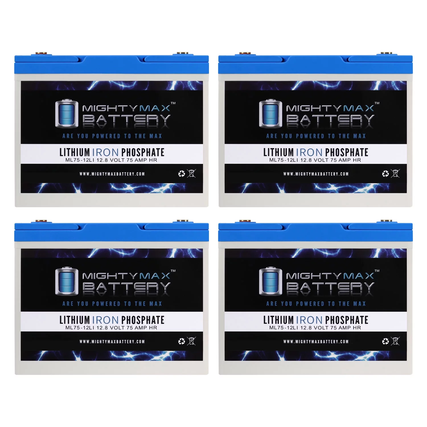 12V 75AH Lithium Replacement Battery compatible with Quantum Q1420 Q1650 - 4 Pack