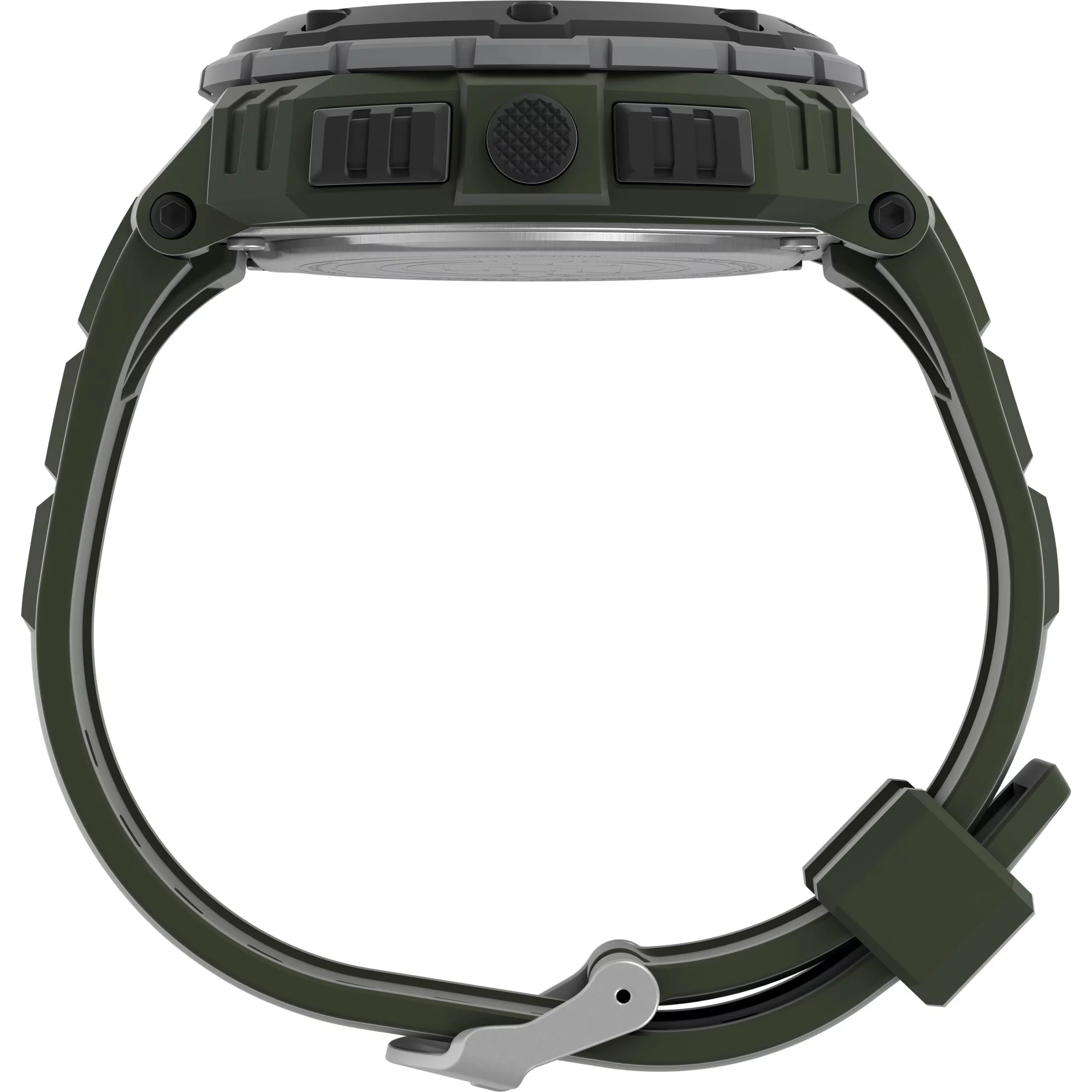 Timex Men's Expedition Shock XL Vibrating Alarm 50mm Watch – Green Case Negative Display with Green Resin Strap