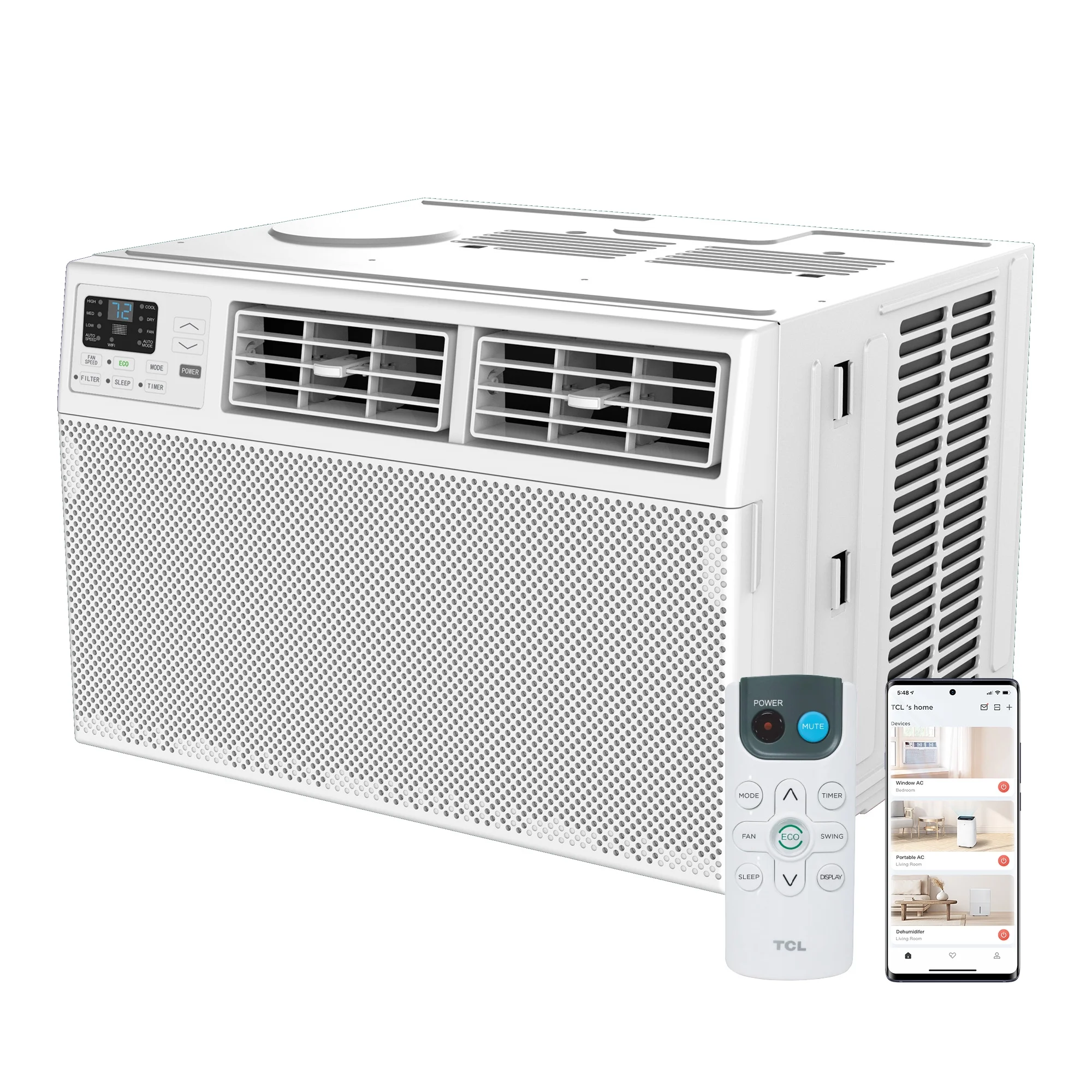 TCL 10,000 BTU Smart Window Air Conditioner, Fan & Dehumidifier, 450 Sq. Ft., Remote Control, Works with Alexa/Google Assistant, W10W92-4