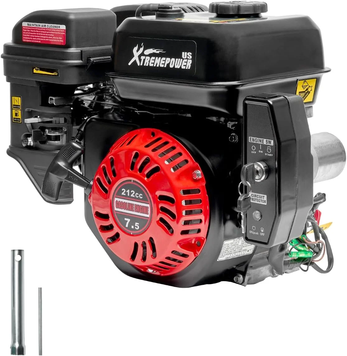 XtremepowerUS 7.5HP Multi-Use Engine Go Kart Log Recoil/Electric Start Gas Powered