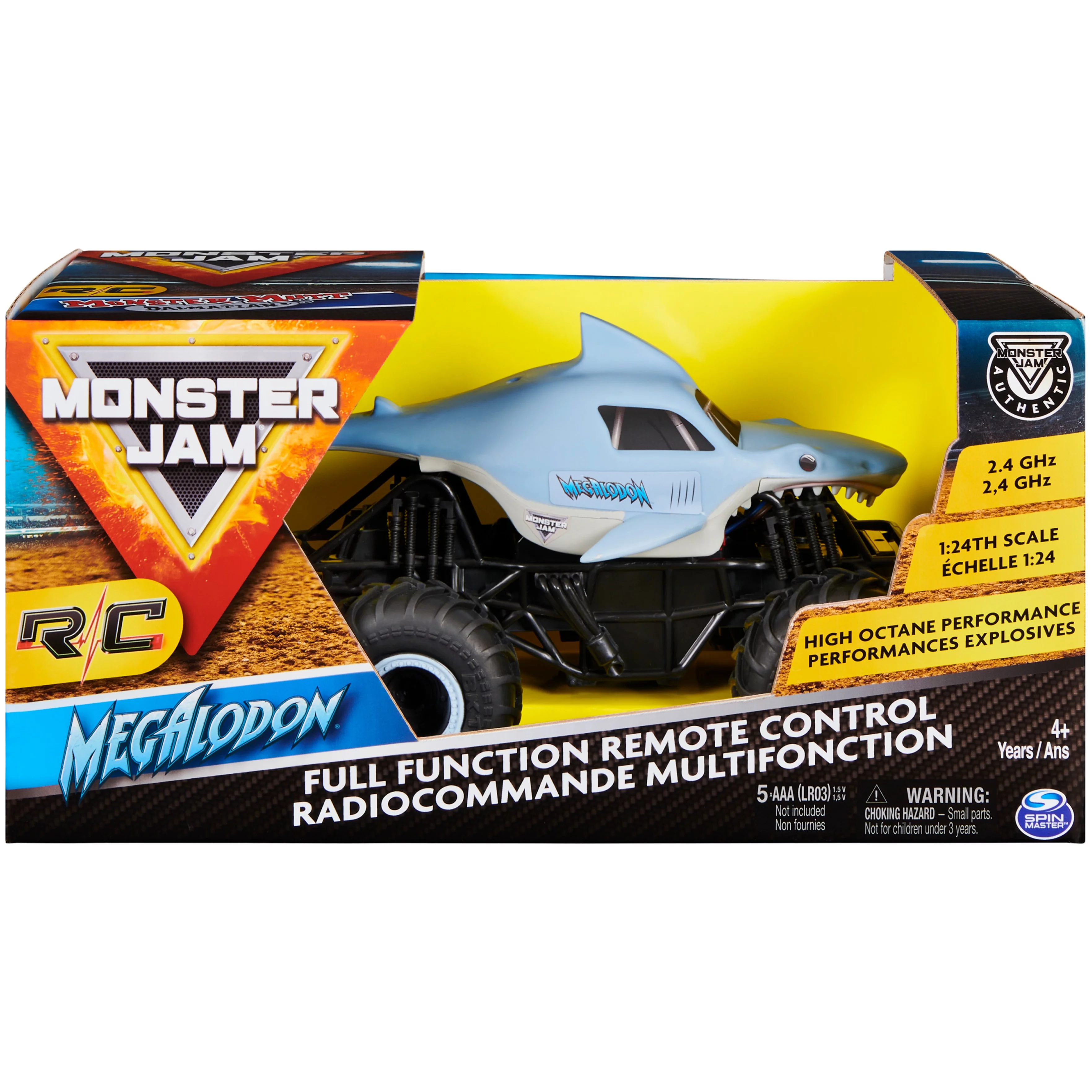 Monster Jam, Megalodon RC Monster Truck, 1:24 Scale, for Ages 4 and up