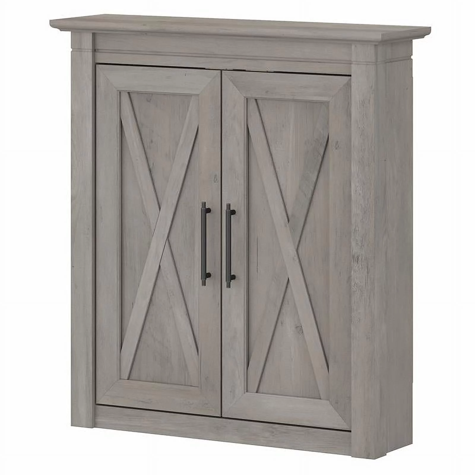 Pemberly Row Engineered Wood Bathroom Wall Cabinet with Doors in Driftwood Gray