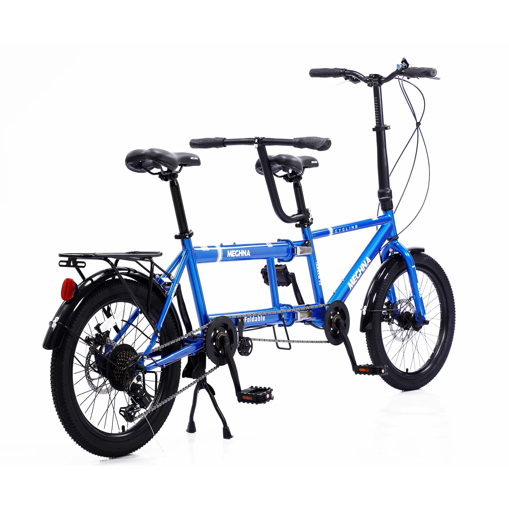 Fomas Tandem Bike 20 Inches Wheels 2-Seater Shimano 7speed Folding Tandem Adult Beach Cruiser