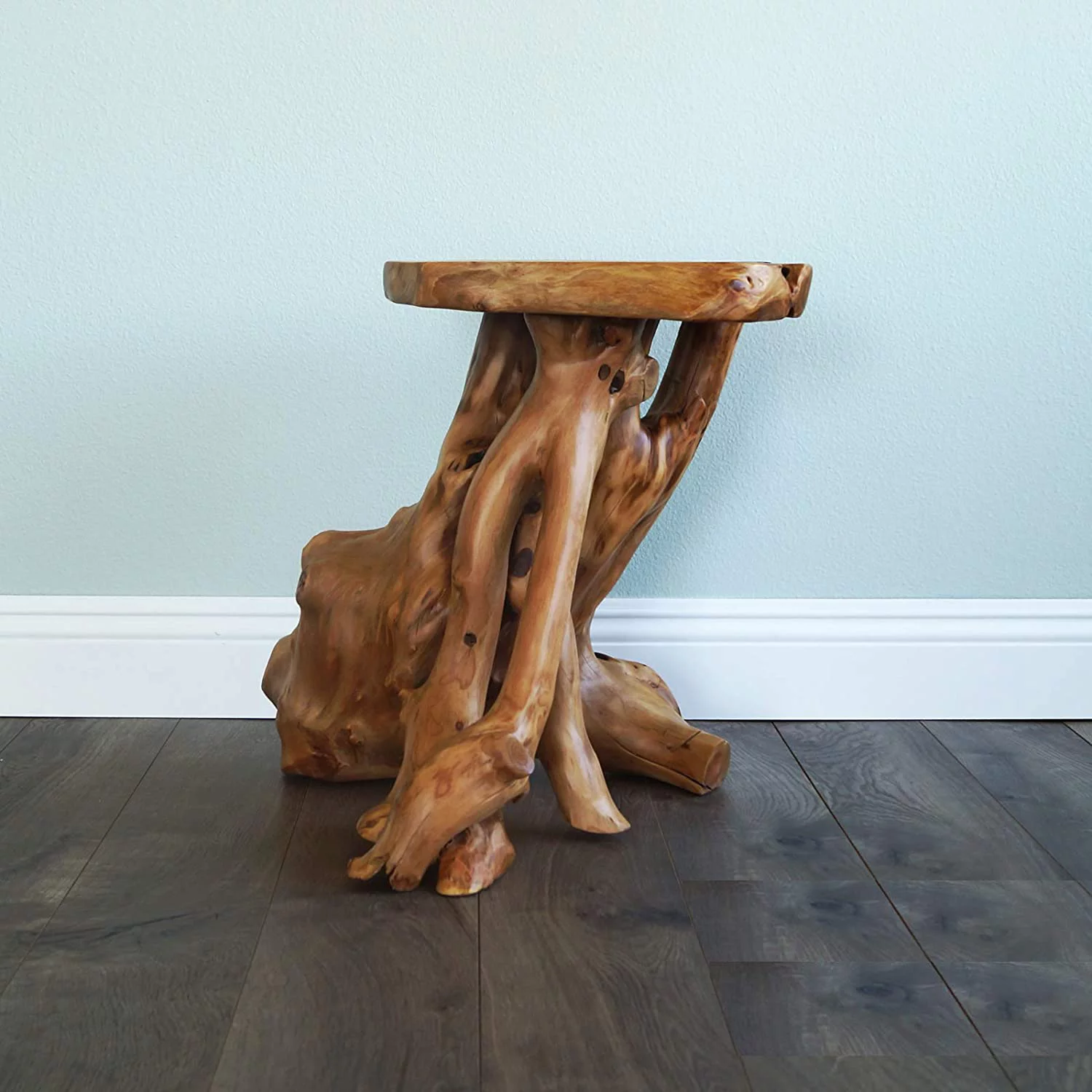 Cedar Root Wood Log Side Table, End Table, Rustic Primitive Natural Live Edge