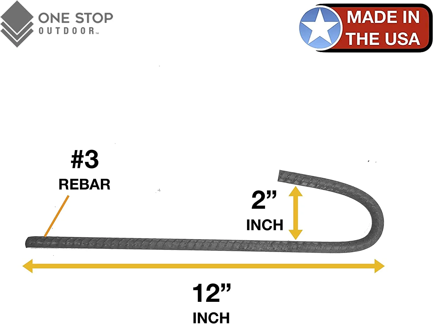 Made - (4-Pack) Rebar Stakes J Hook Heavy Duty Stabilizing Steel Ground Anchors/Fence Stakes - 12 Inch #3 (4)