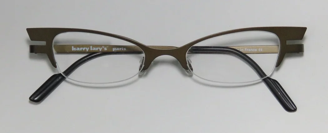 NEW HARRY LARY'S STRETCHY WOMENS/LADIES CAT EYE HALF-RIM OLIVE CAT EYES UNIQUE DESIGN FRAME DEMO LENSES 46-0-0 EYEGLASSES/SPECTACLES