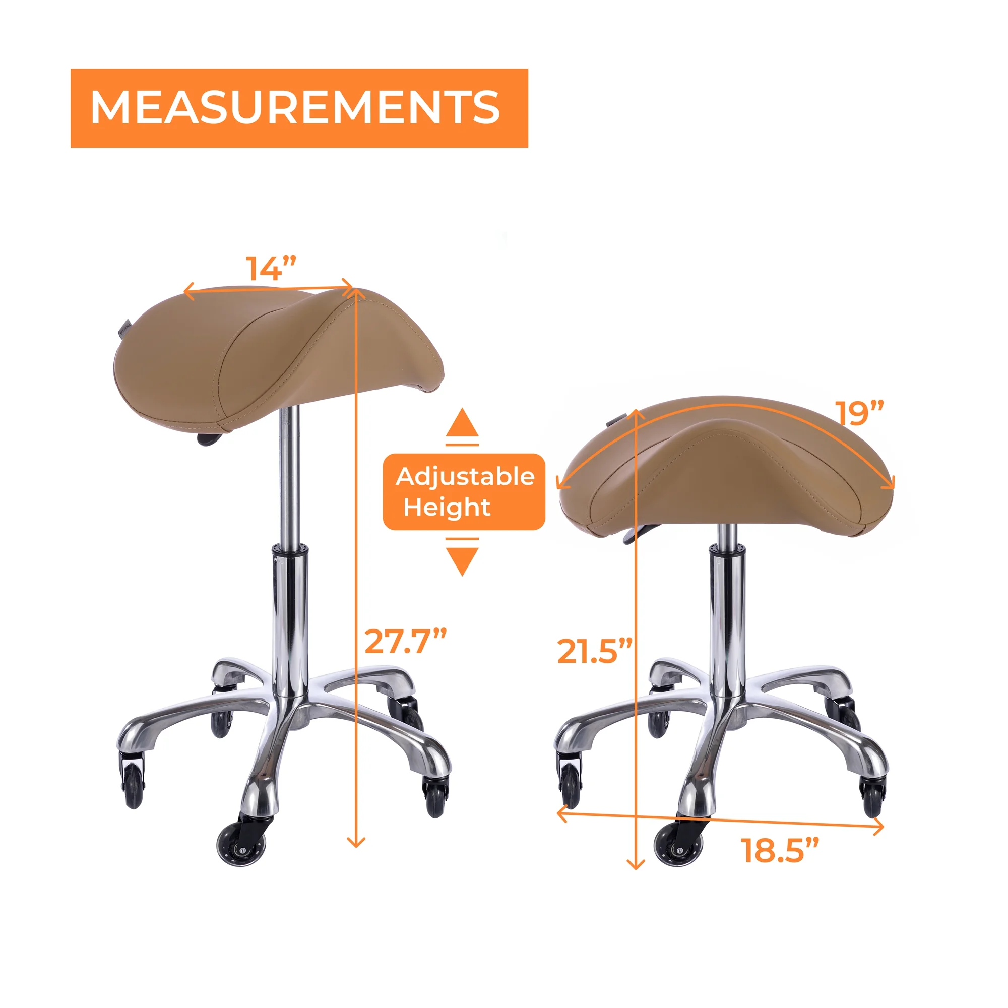Spa Numa SADDLE Stool with Metal Base - 1010A - Sand