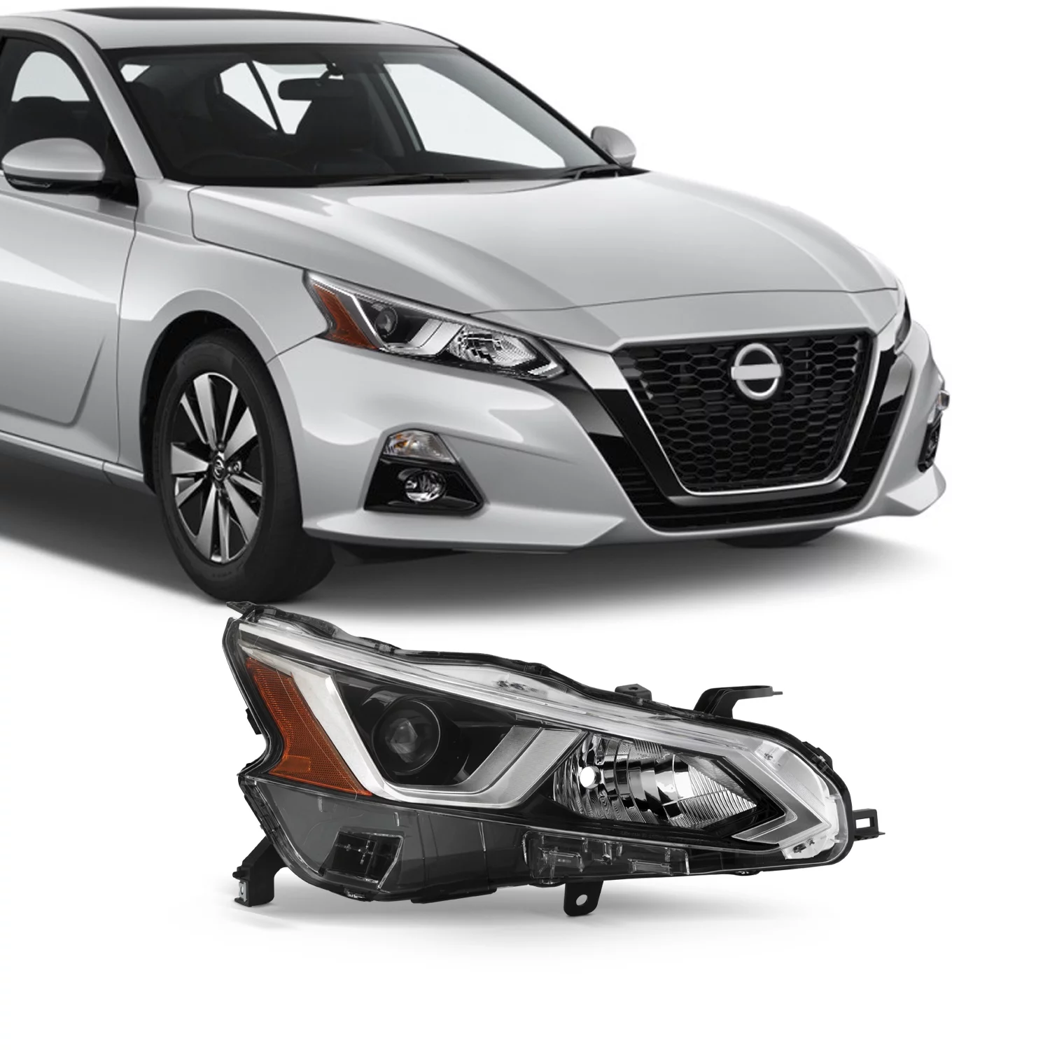 AKKON - For 19-22 Nissan Altima 4Dr Sedan Headlights Right Passenger Side OE Assembly Bulbs Included