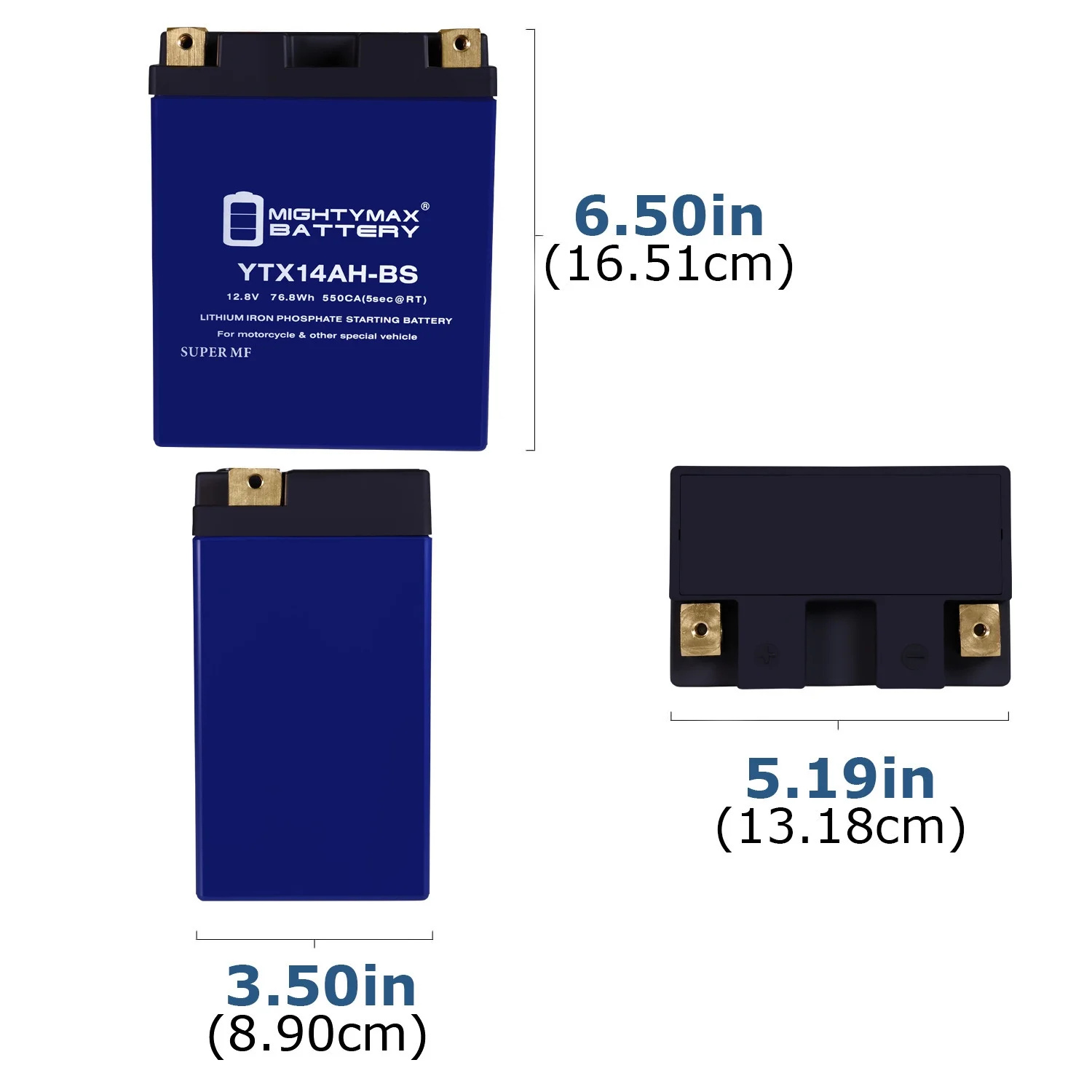 YTX14AH-BS Lithium Replacement Battery compatible with Polaris 4140006, 4140007