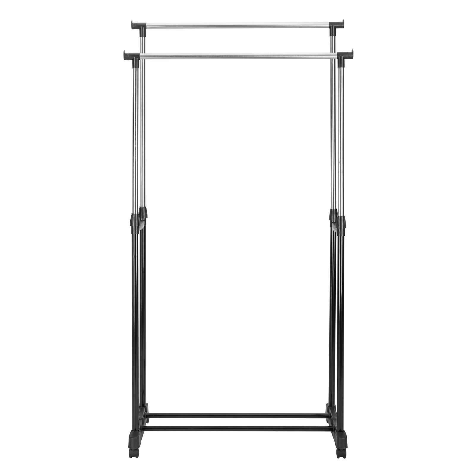 Ktaxon Adjustable Rolling Garment Rack Double Bar Hanger,Black & Silver