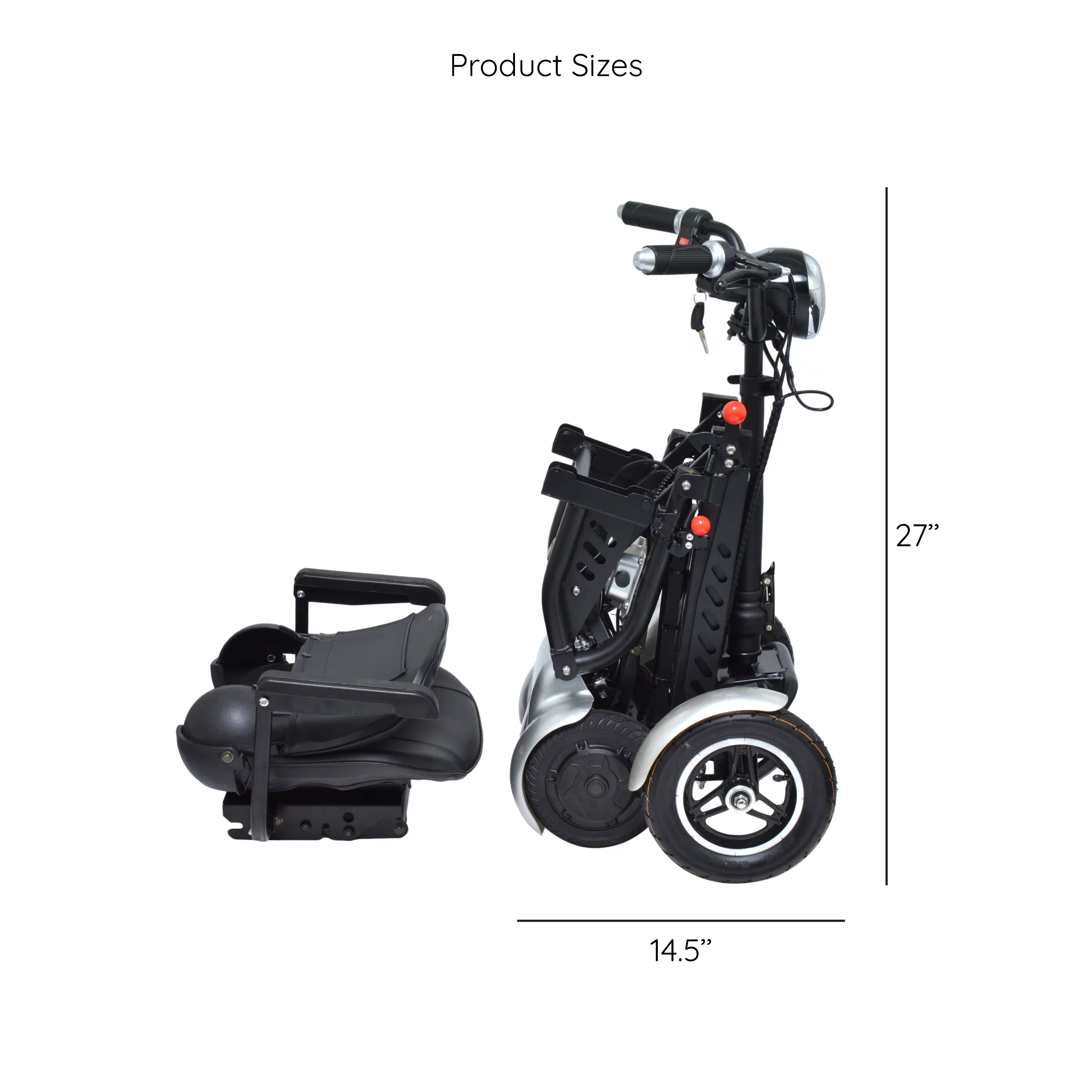 Electric Battery Smart Medical Scooter, Foldable Larger Seat Travel Friendly Battery