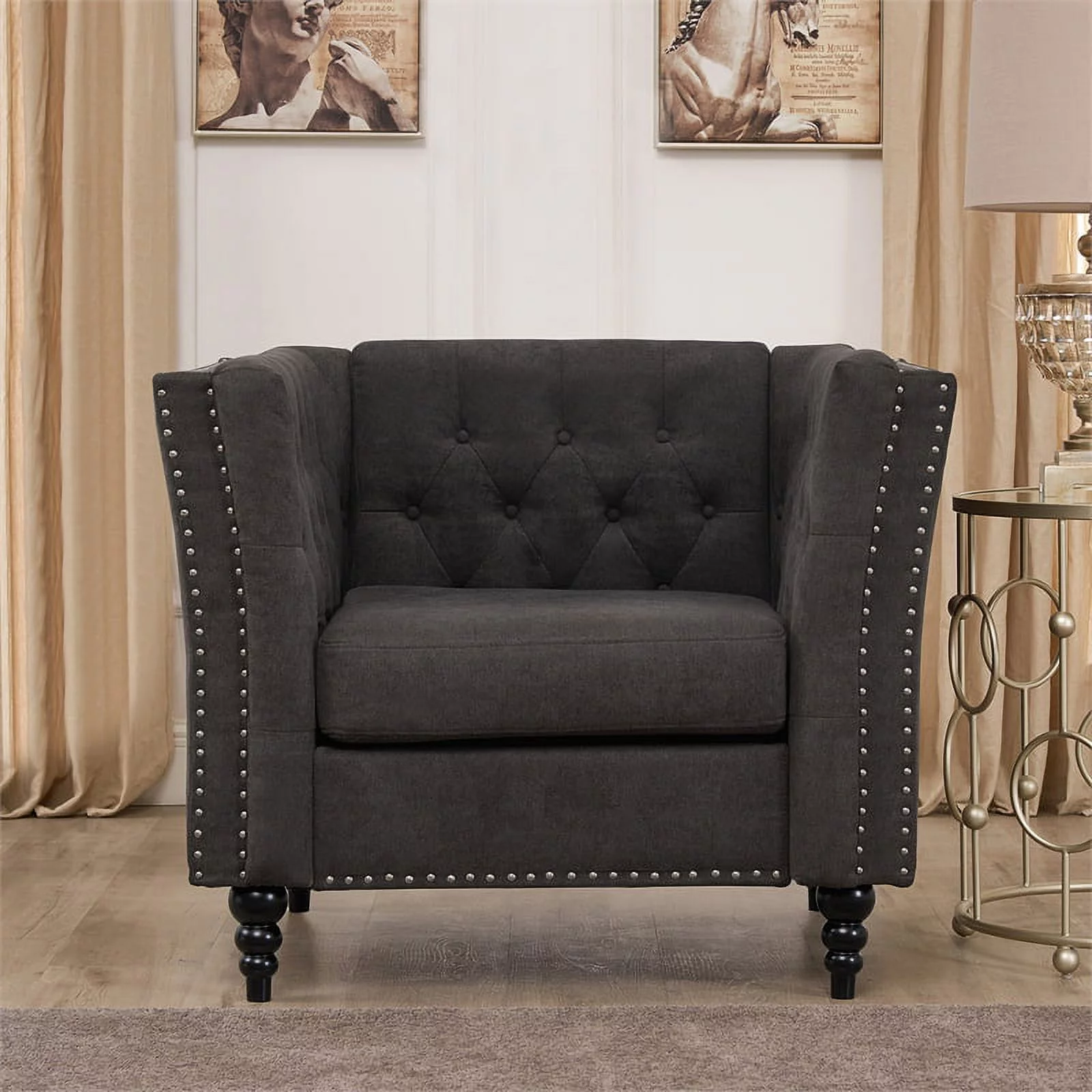 Home Square 3 Piece Set with Living Room Sofa Loveseat and Chair in Brown