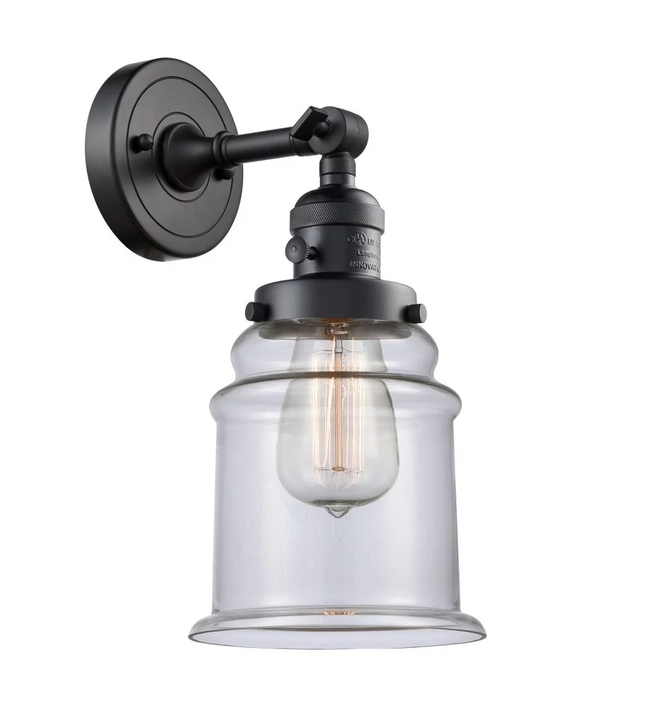 Innovations 203SW-BK-G182-LED Canton 1 Light Sconce part of the Franklin Restoration Collection, Matte Black