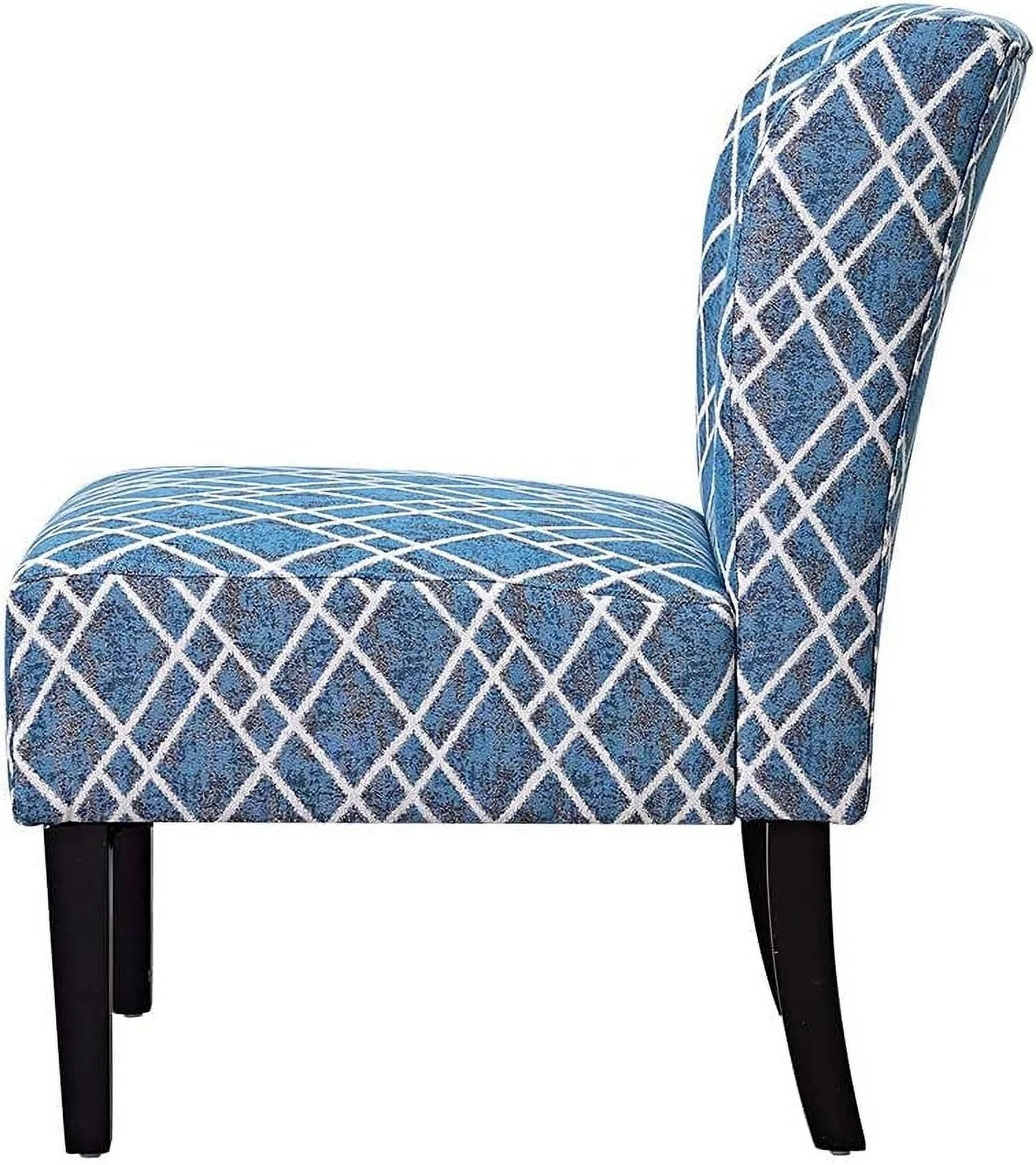 Modern Accent Chair Blue Stripes Polyester Fabric Urban Upholstered Accent Decor Furniture Kitchen Living Room Armless Dining Side With Solid Wood Legs (Set Of 2)