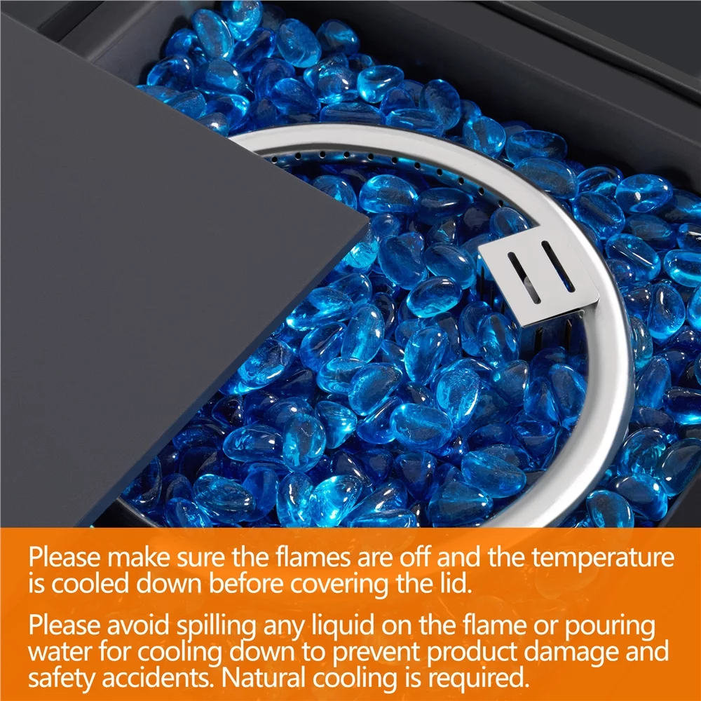 Topeakmart 30in Metal Fire Pit Table 50,000 BTU with Tempered Glass Tabletop, Glass Fire Stones & Water-resistant Cover, Propane