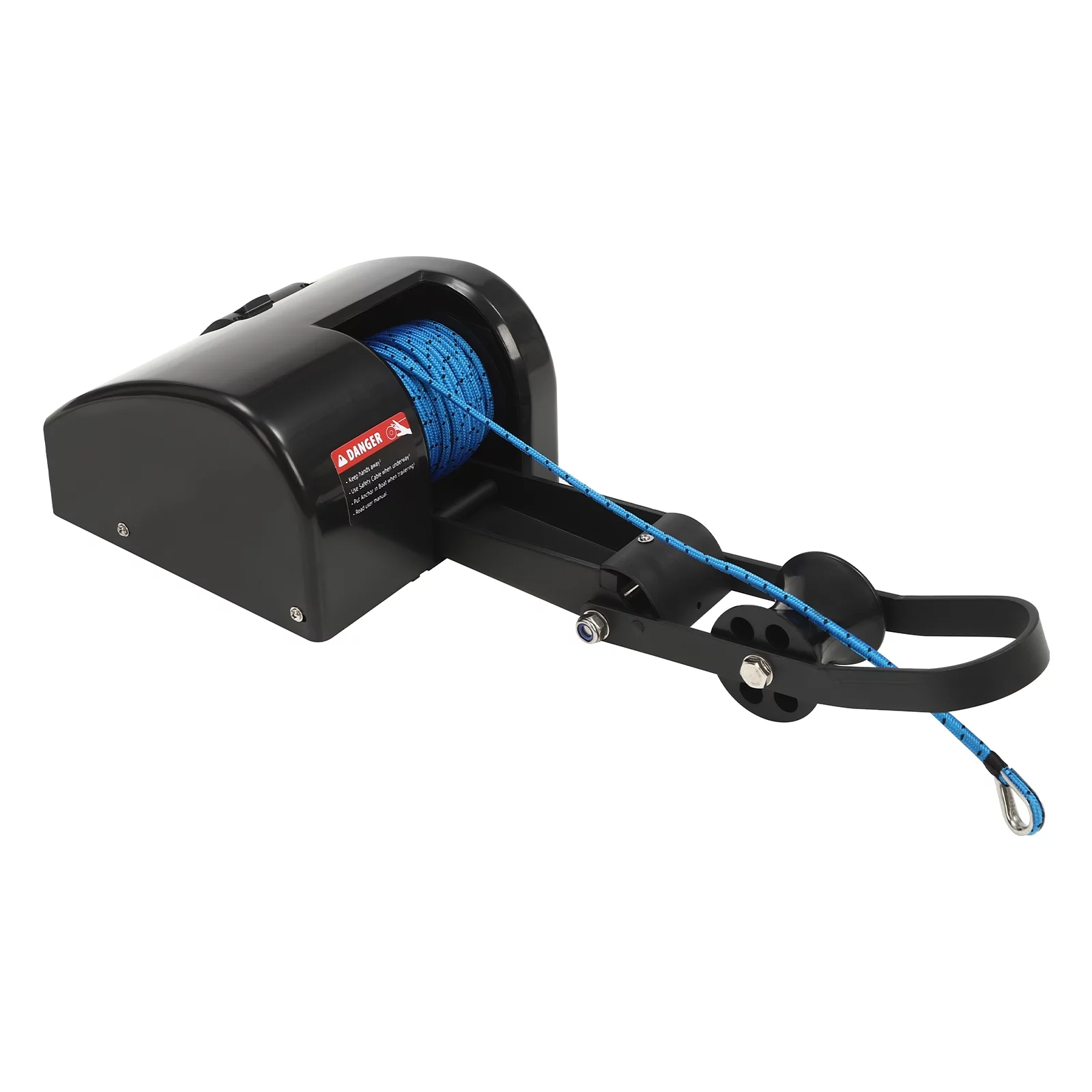 Aiqidi 35LBS Electric Anchor Winch with Wireless Remote Control, 12V 27A Marine Saltwater Boat Windlass Kit Black