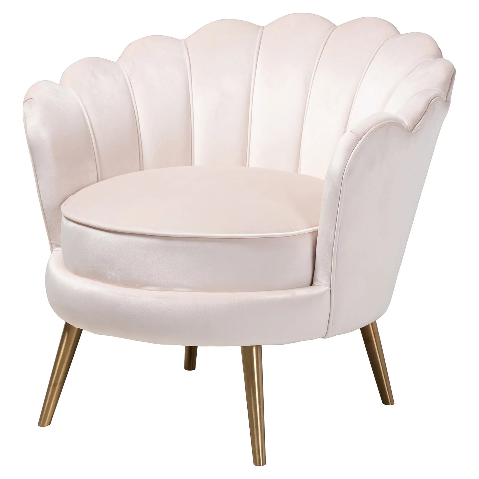 Baxton Studio Cosette Glam / Luxe Upholstered Seashell Shaped Accent Chair