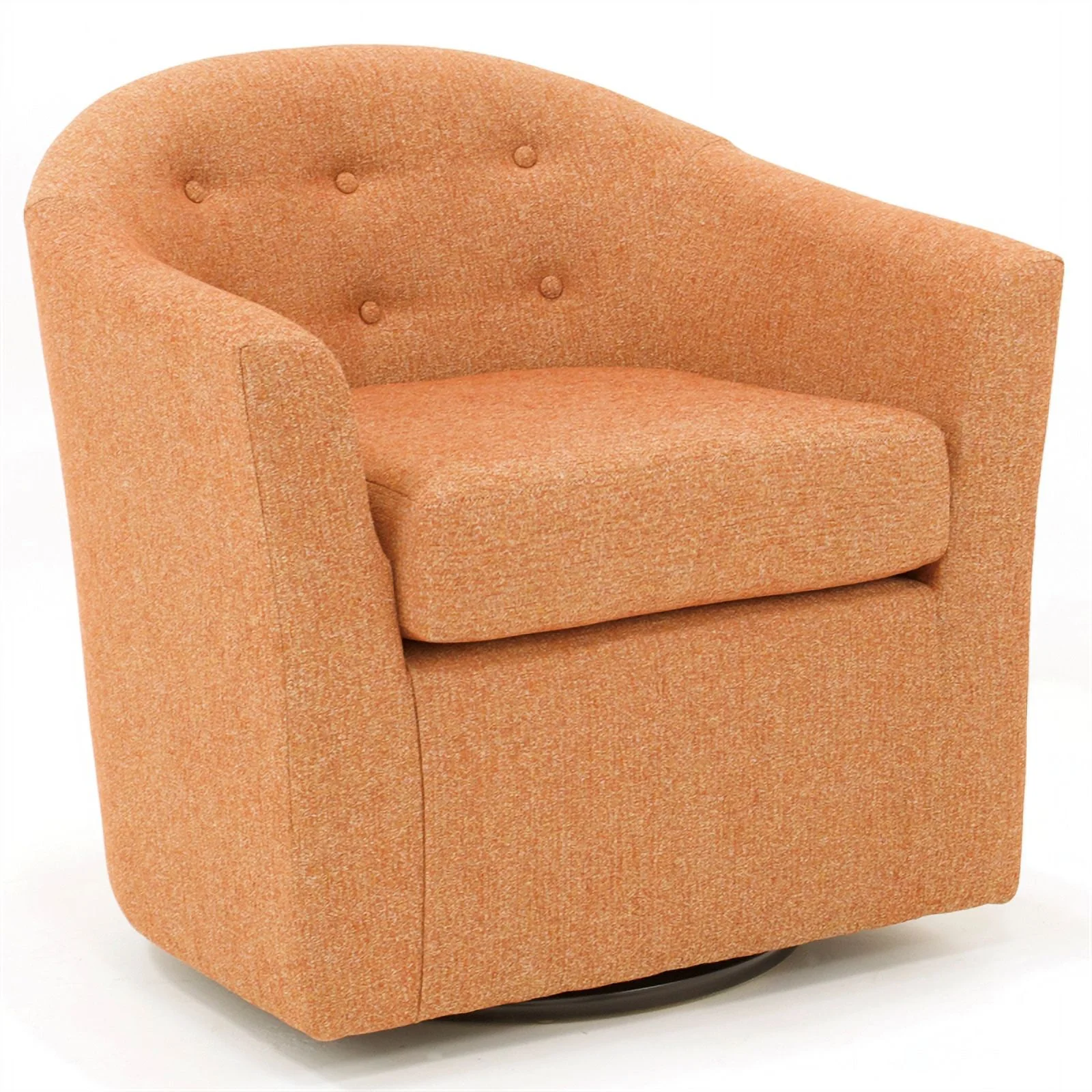 Fox Hill Trading Marissa Traditional Fabric Tufted Swivel Chair in Orange