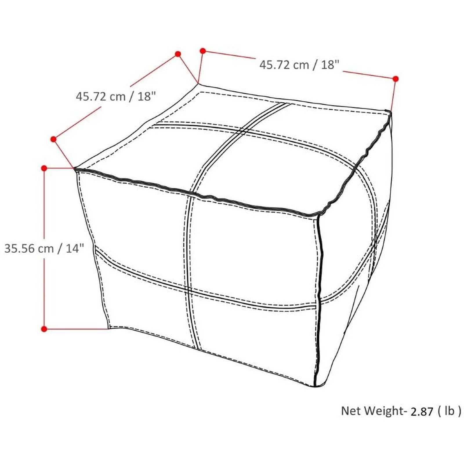 Trent Home Boho Square Pouf in Distressed Gray Faux Leather