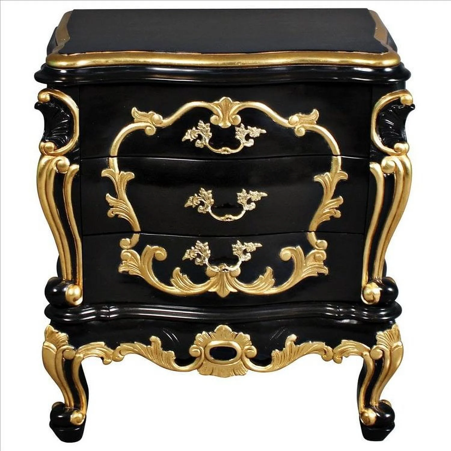 Design Toscano Viennese Rococo Mahogany Nightstand Side Table