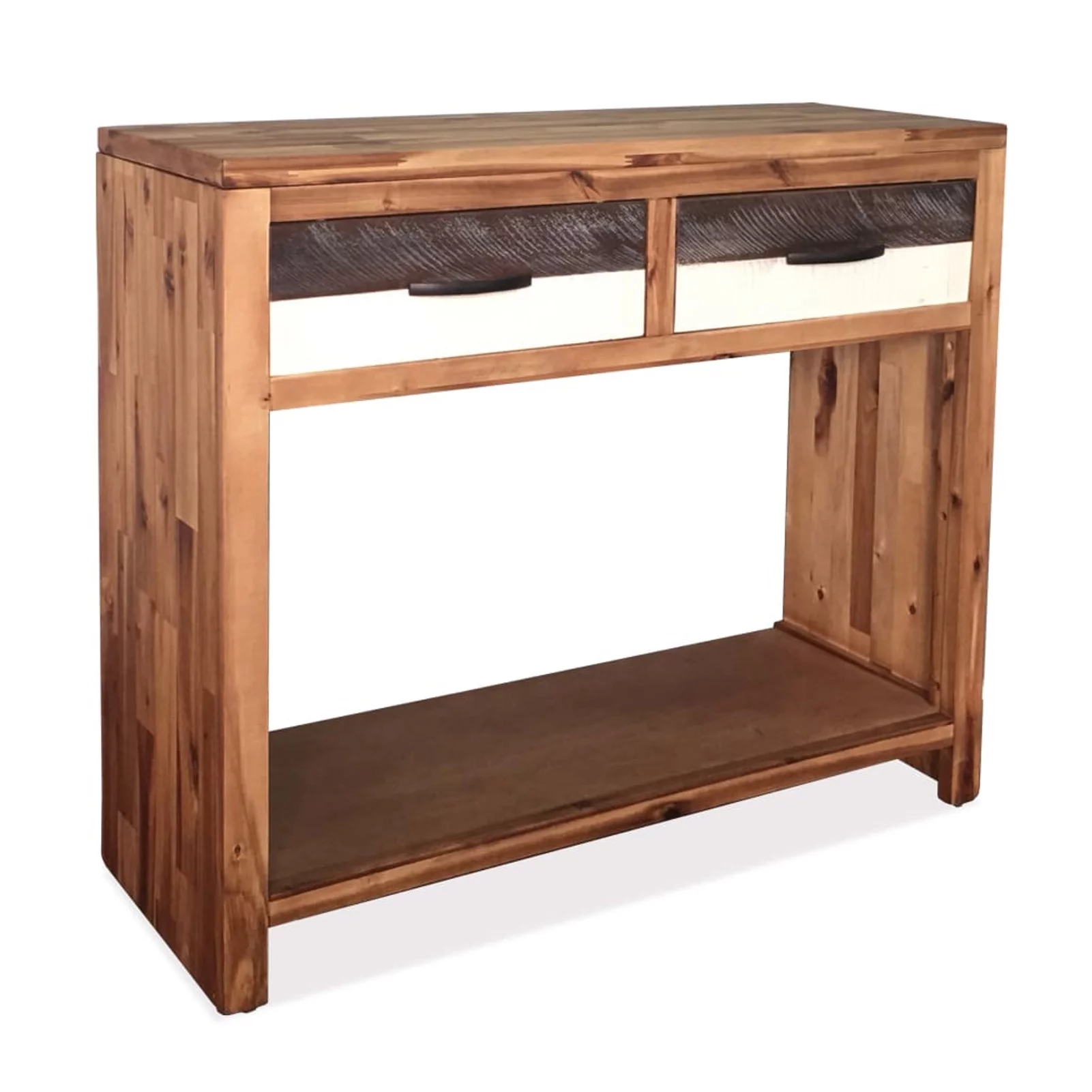 Anself Console Table with 2 Storage Drawers and Bottom Shelf Acacia Wood Sofa End Table for Entryway, Hallway, Living Room, Home Furniture 33.9 x 11.8 x 29.5 Inches (W x D x H)