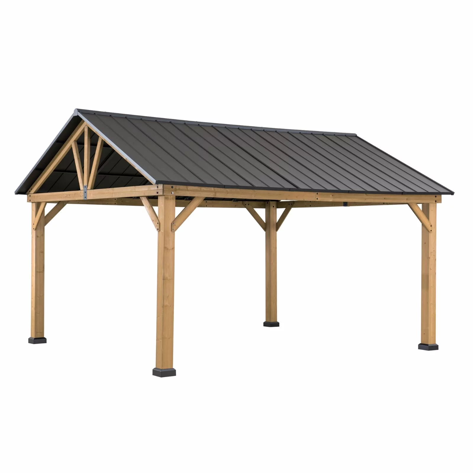 Sunjoy Gable Steel Hardtop Cedar Framed Gazebo