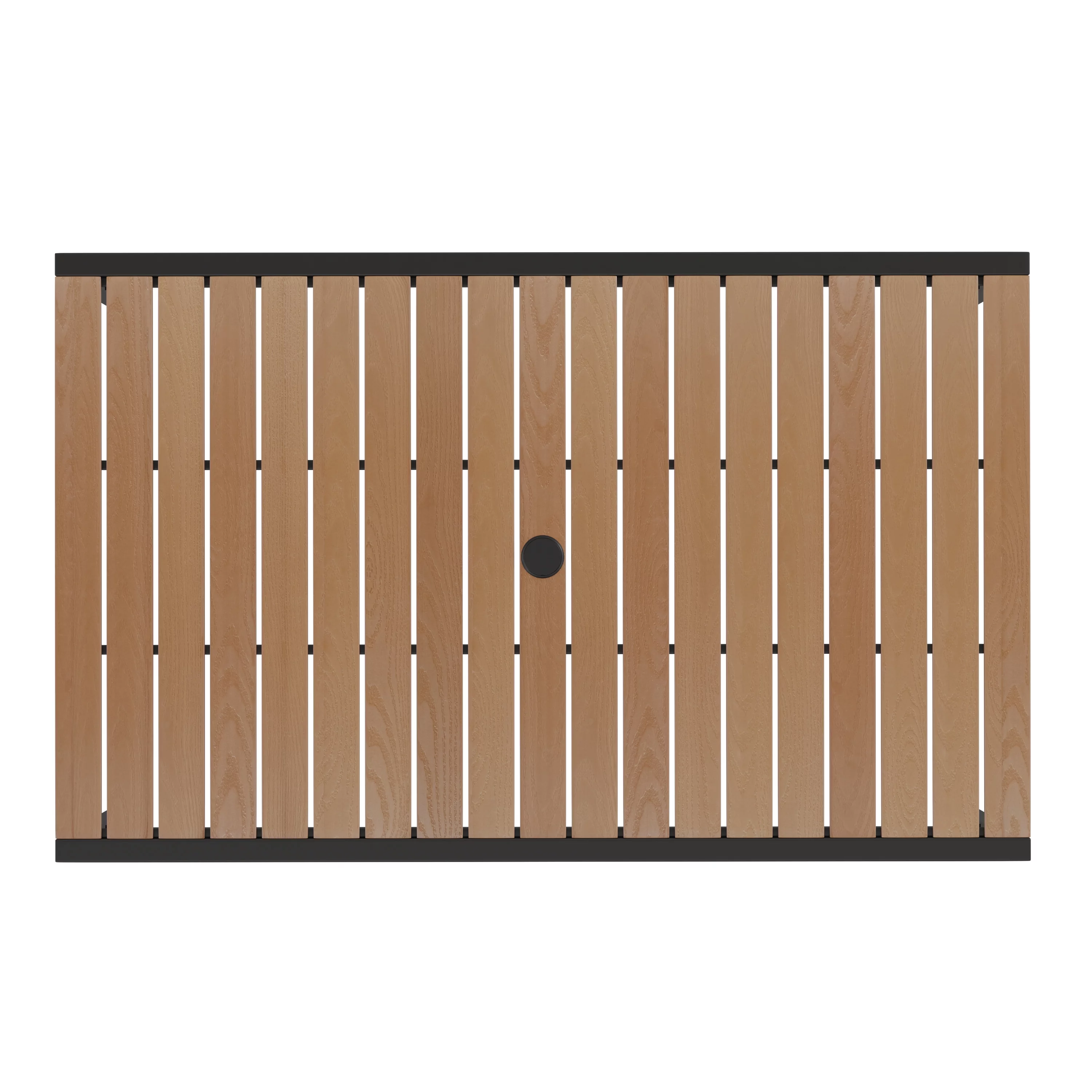 Merrick Lane 7 Piece Faux Teak Dining Set with Red Umbrella & Base - 30