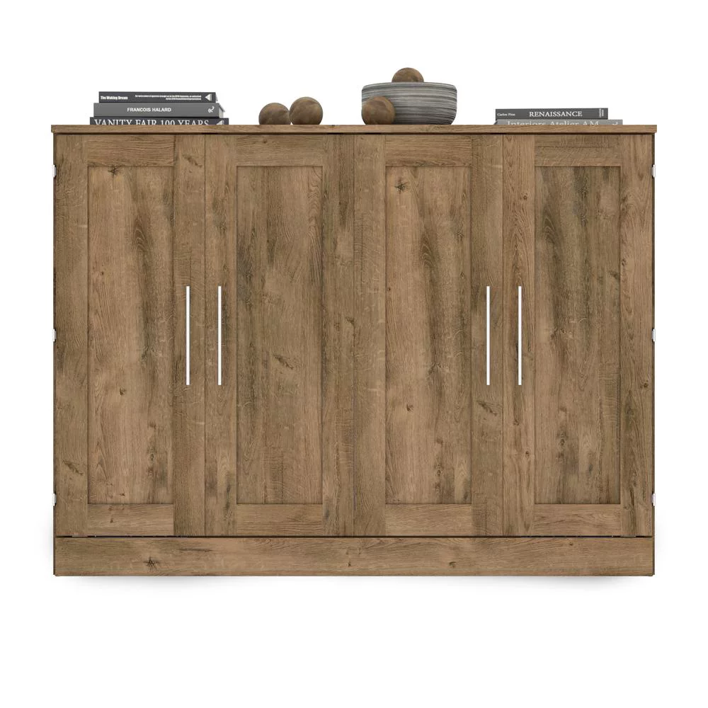 Pur by Bestar Full Cabinet Bed with Mattress in Rustic Brown