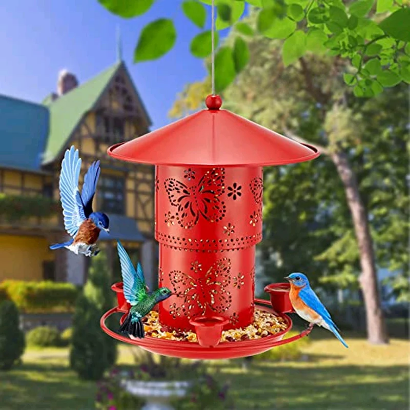 Bird Feeders for Outdoors Hanging,Squirrel Proof Bird Feeder with 3 Water Cup for Wild Bird Feeders for Outside Garden Yard