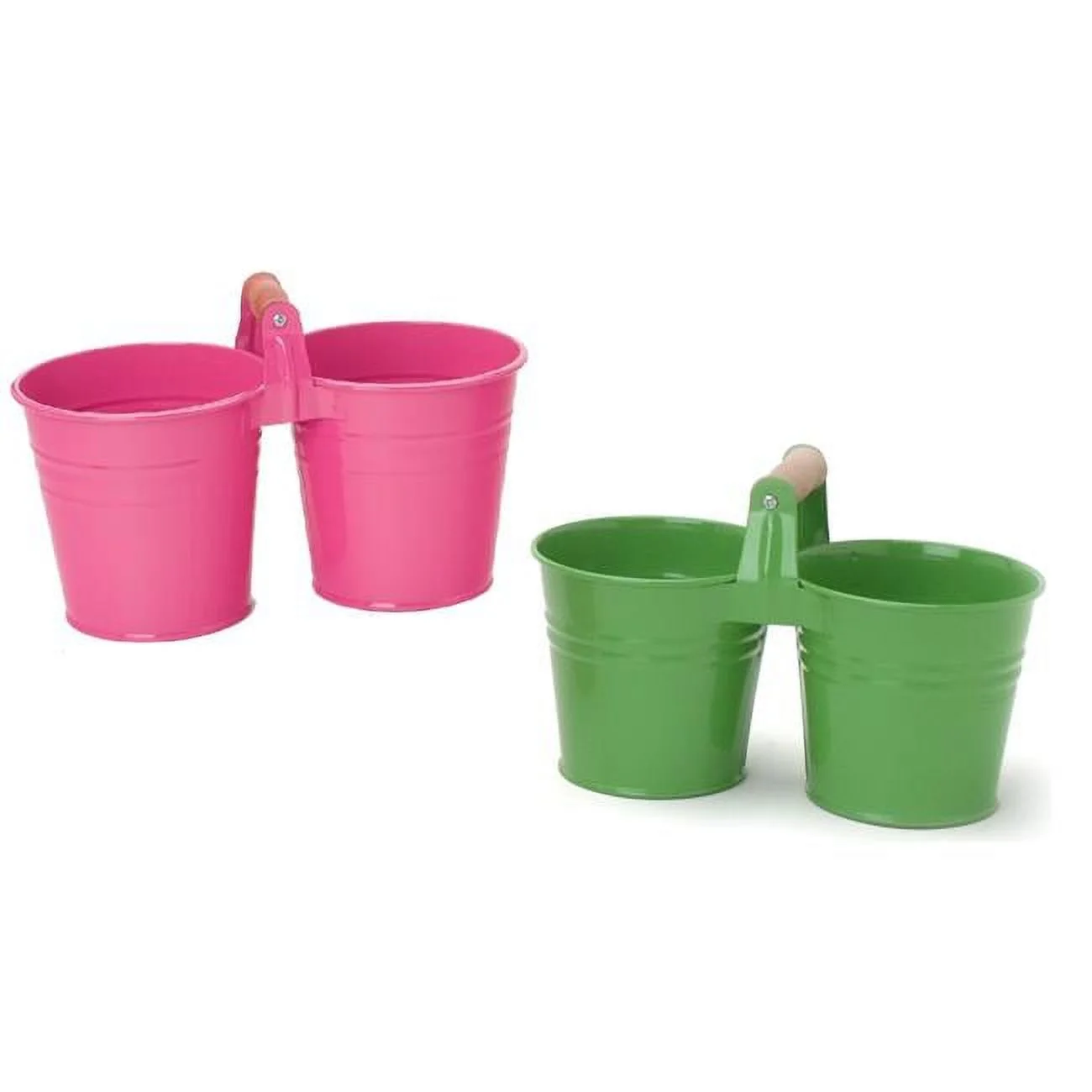 Houston International Trading 8122E AG-HPK S-2 Enameled Galvanized Double Planter - Set of 2