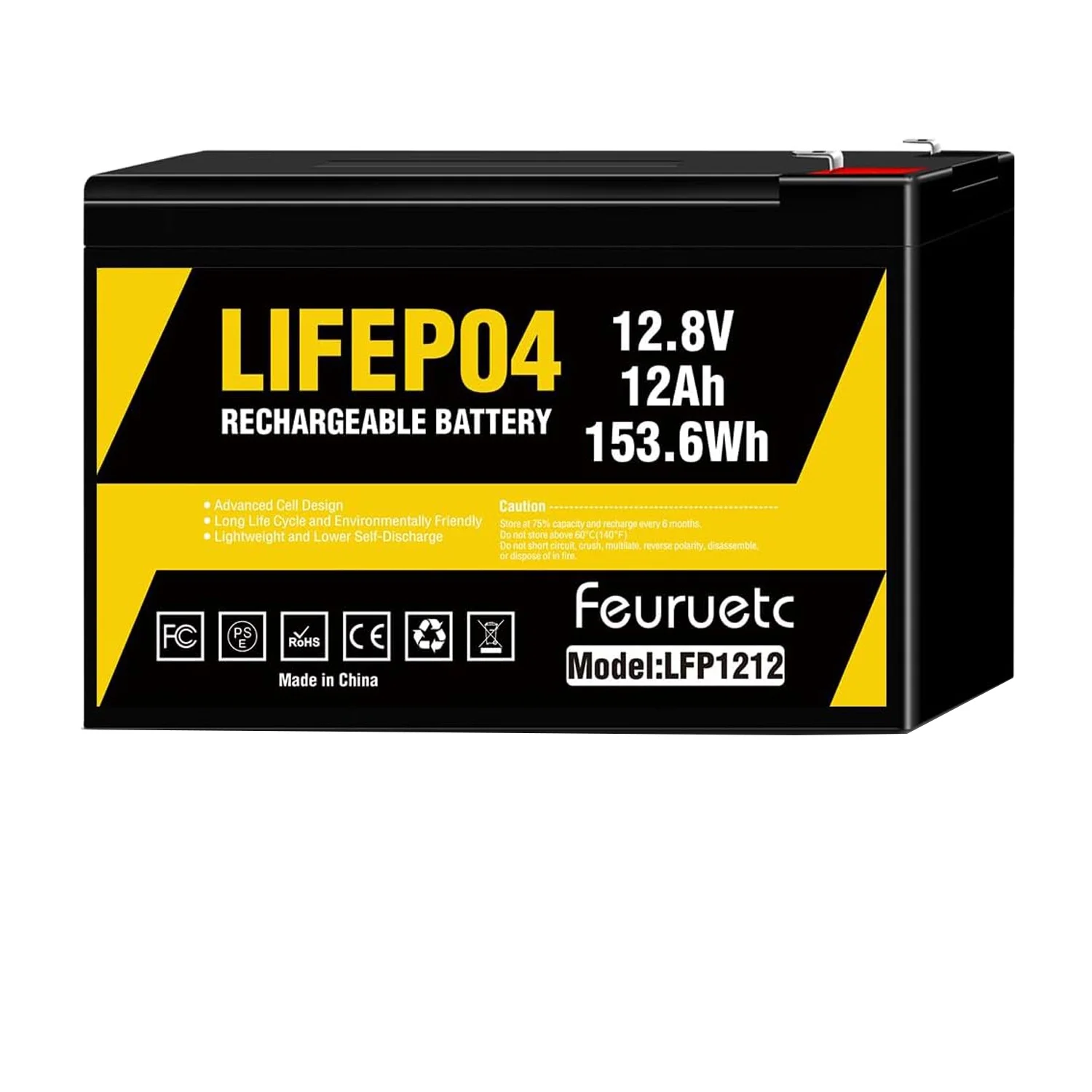 12V 12Ah Deep Cycle LiFePO4 Battery,12 volt lithium phosphate battery for Camping，Fish Finder, Scooter, Security System, Ride on Toys Automotive Replacement Batteries，UPS etc Rechargeable Lit