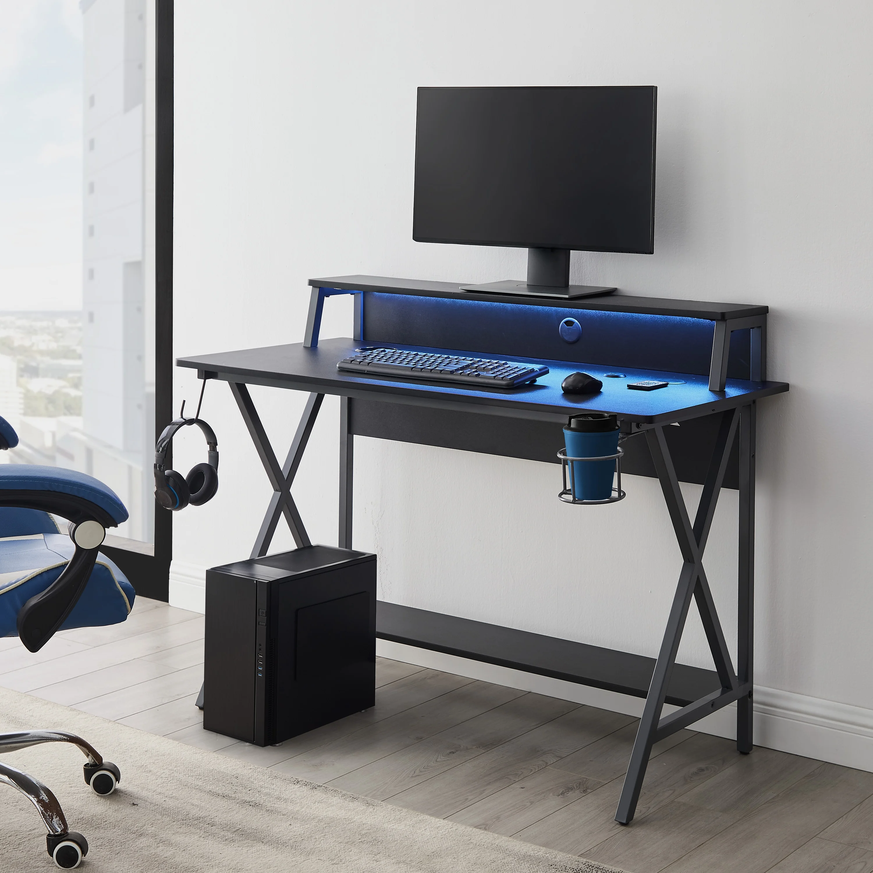 Linon Gawaine LED Gaming Desk, 47.25