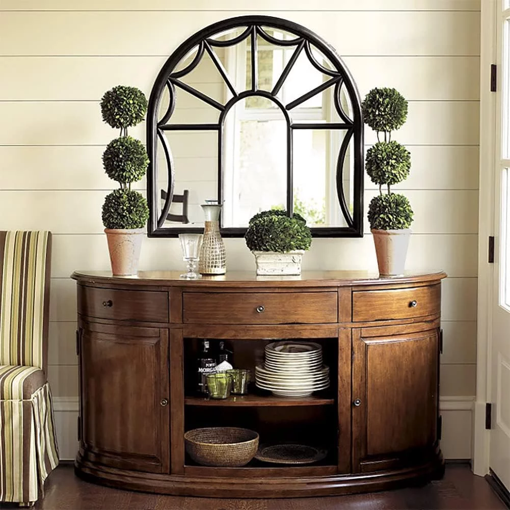 Real Natural Preserved Boxwood Triple Topiary W/Decorative